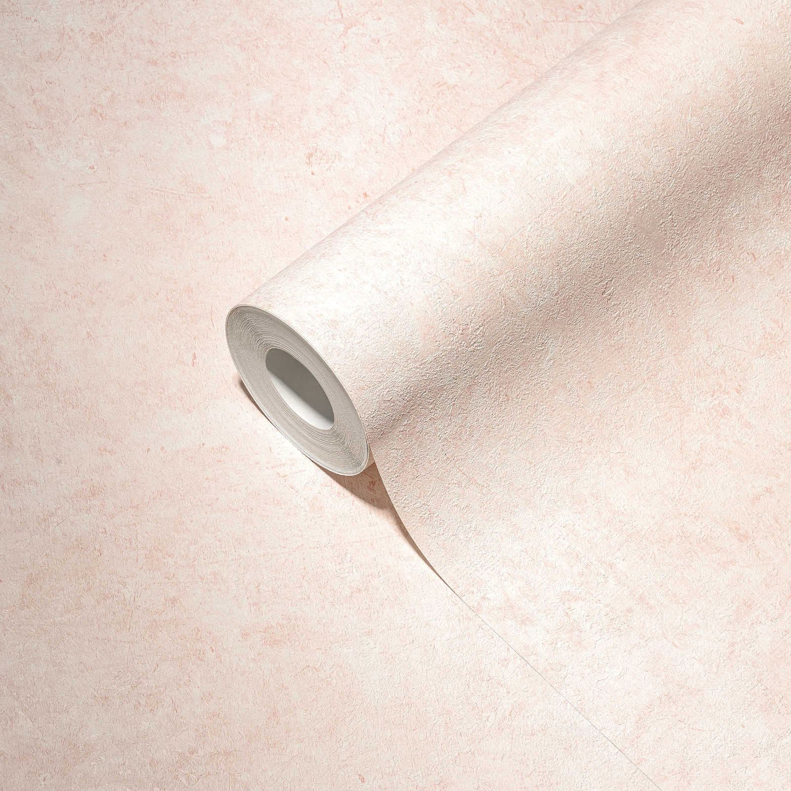             Einfarbige Tapete mit Strukturtapete in dezenter Farbe – Weiß, Rosa
        