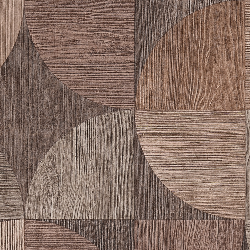             Tapete mit grafischem Muster in Holzoptik – Braun, Beige, Grau
        