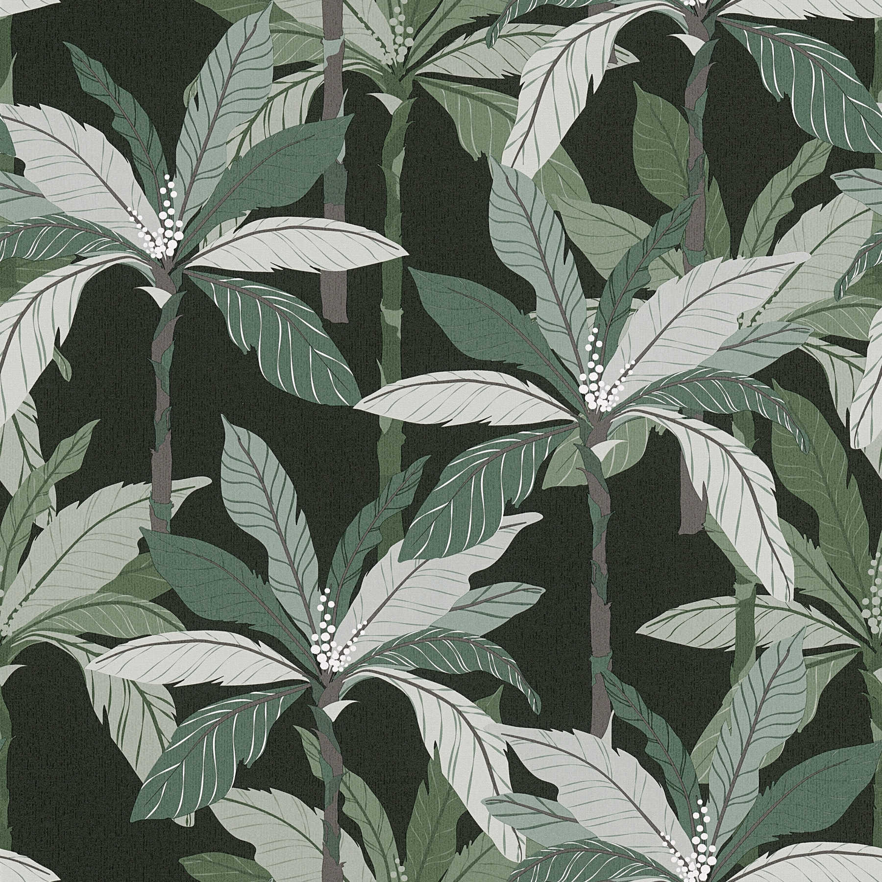 Tropen Tapete mit Palmen-Design - Grün, Schwarz
