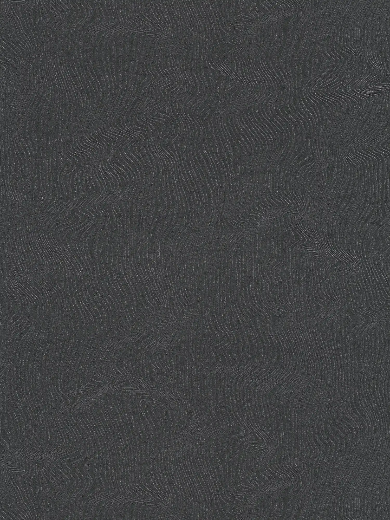Einfarbige Tapete mit bewegtem Linienmuster – Schwarz
