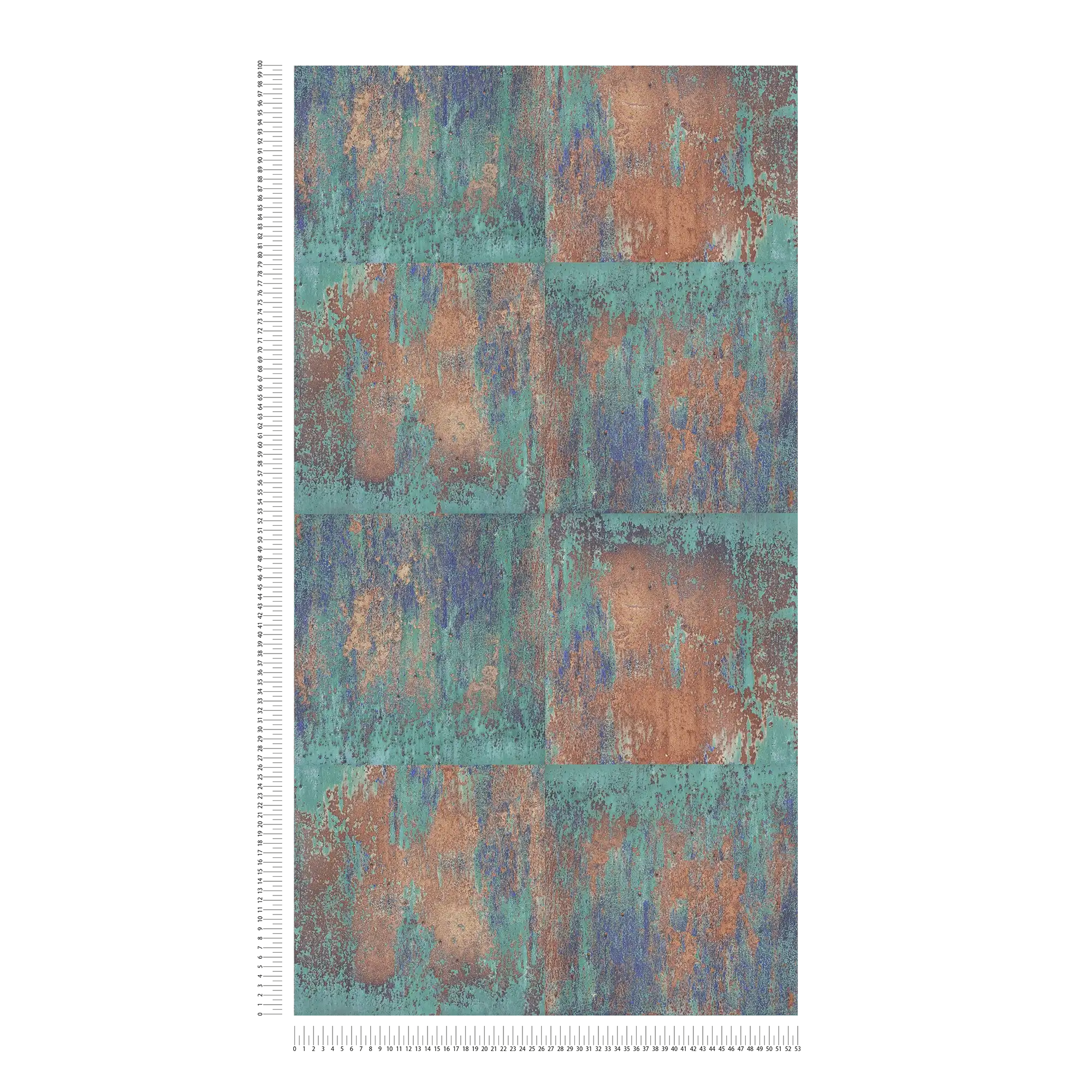             Selbstklebende Tapete | Rostoptik Design rustikales Metall – Blau, Braun
        