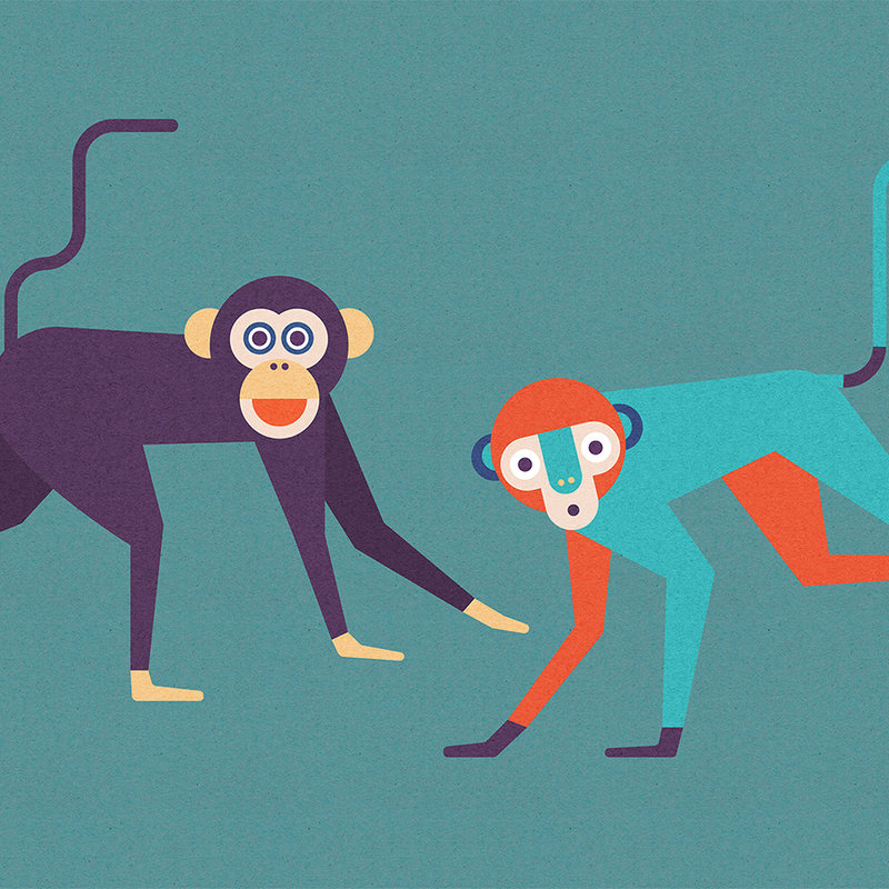 Monkey Business 1 - Fototapete in Pappe Struktur, Affen-Bande im Comic-Stil – Beige, Orange | Perlmutt Glattvlies

