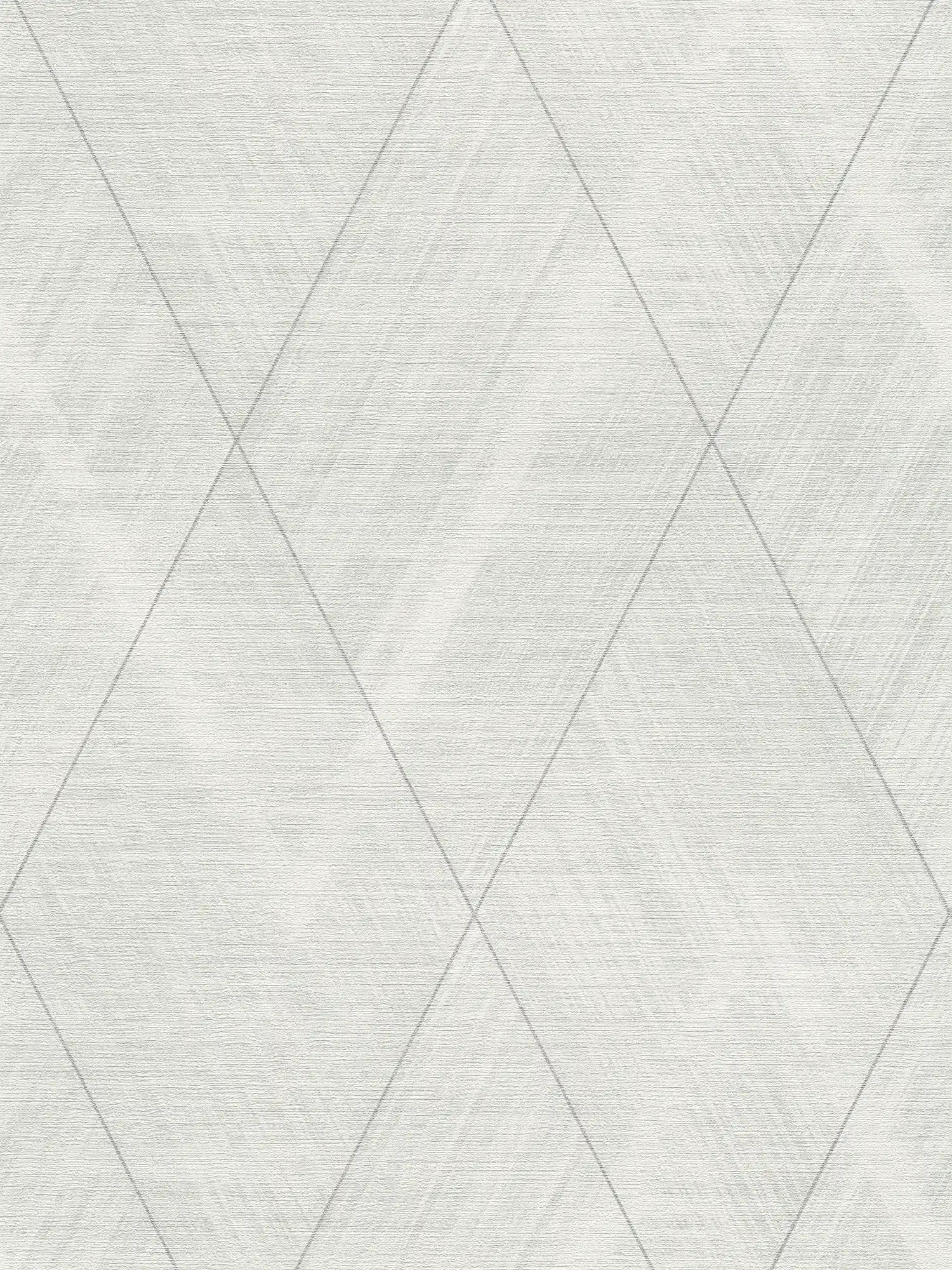        Textiloptik Tapete mit Rauten Muster – Metallic, Weiß
    