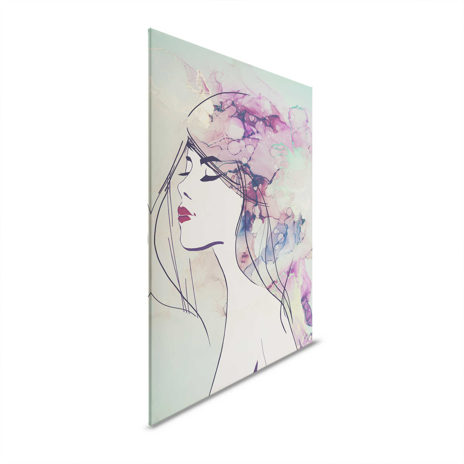         Acryl Design Leinwandbild Frauengesicht in Türkis & Violett – 1,20 m x 0,80 m
    