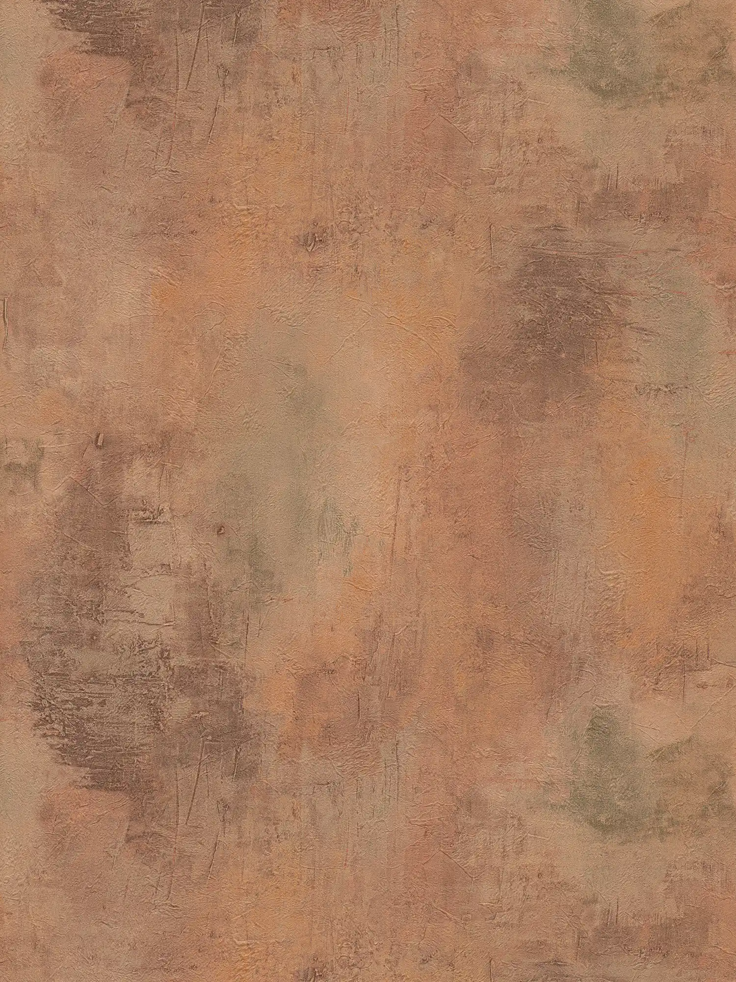 Tapete mit Rost-Muster und Metallic Look – Braun, Orange, Grau
