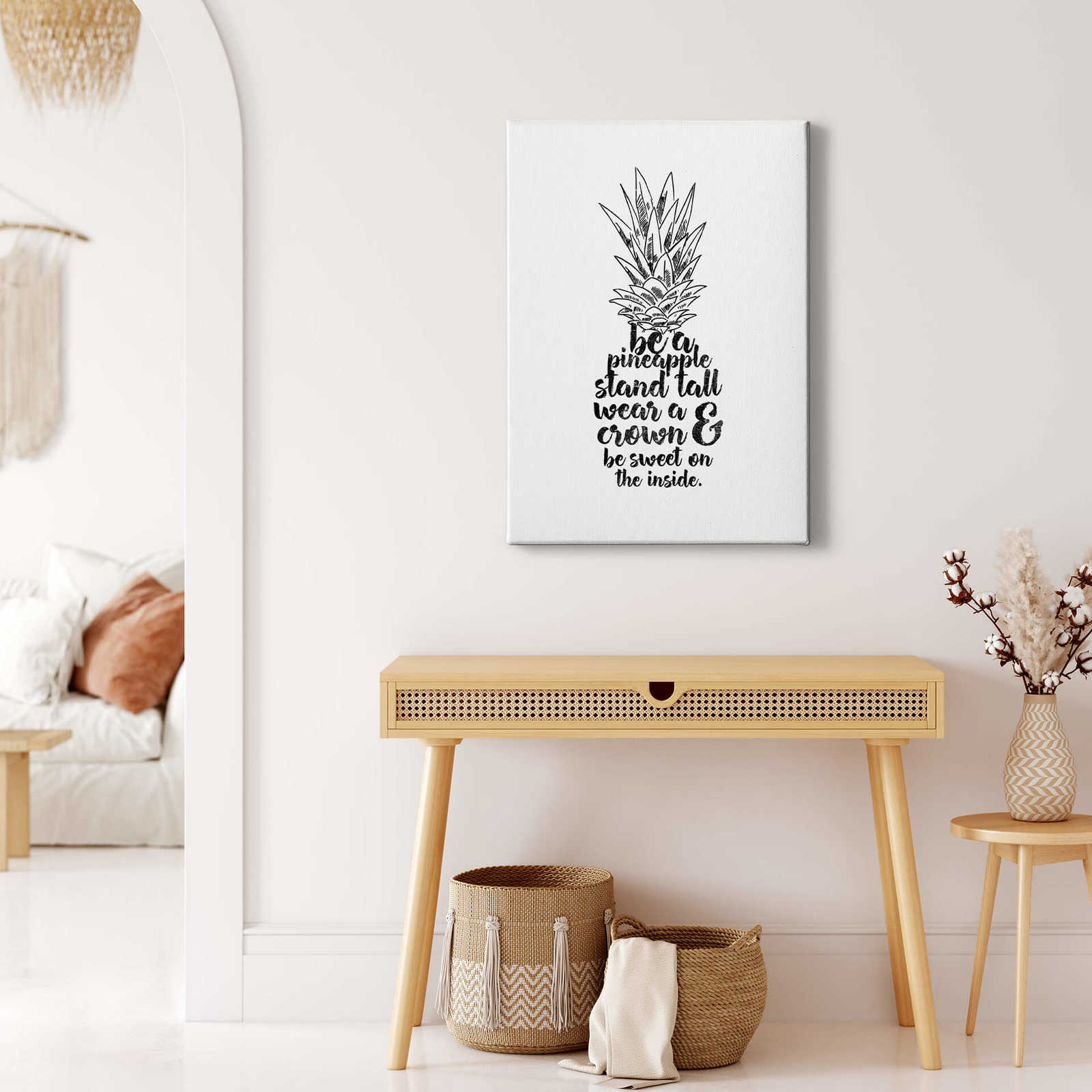             Leinwandbild Ananas aus Wörtern – 0,50 m x 0,70 m
        