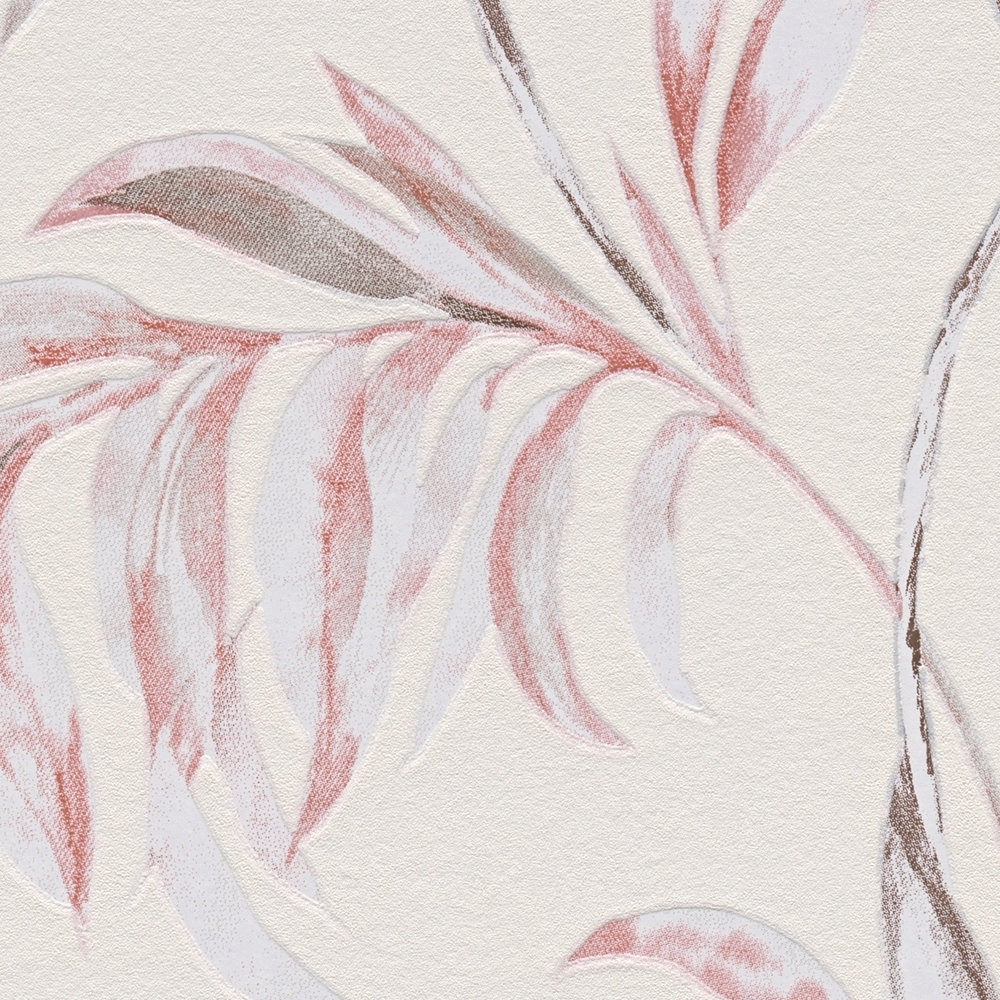             Blätter-Ranken Vliestapete natürliches Design – Beige, Rosa
        