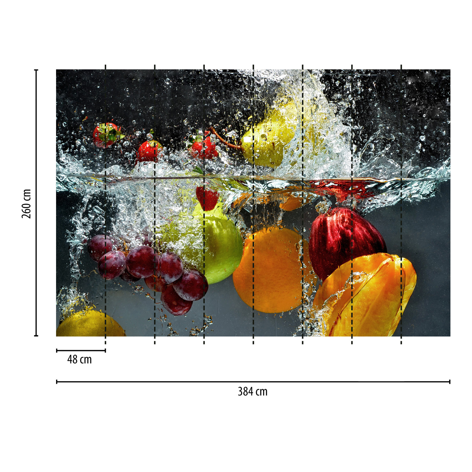             Fototapete frisches Obst und Wasser – Bunt, Gelb, Rot
        