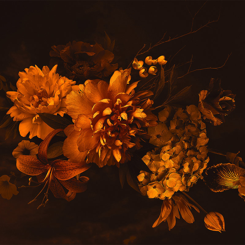             Botanical-Style Blumenstrauß – Orange, Schwarz
        
