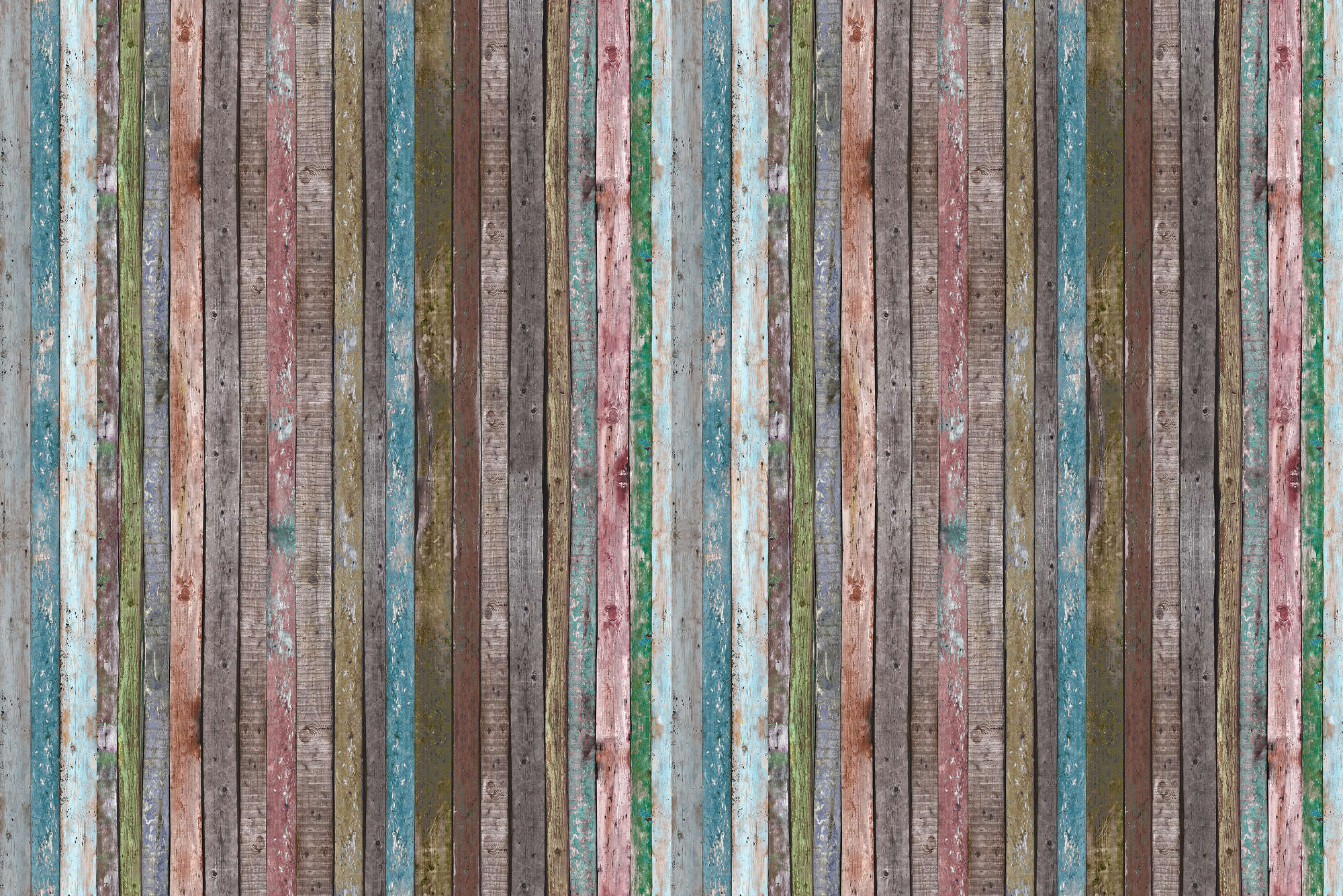             Holz Fototapete Zaun aus Brettern braun türkis auf Premium Glattvlies
        