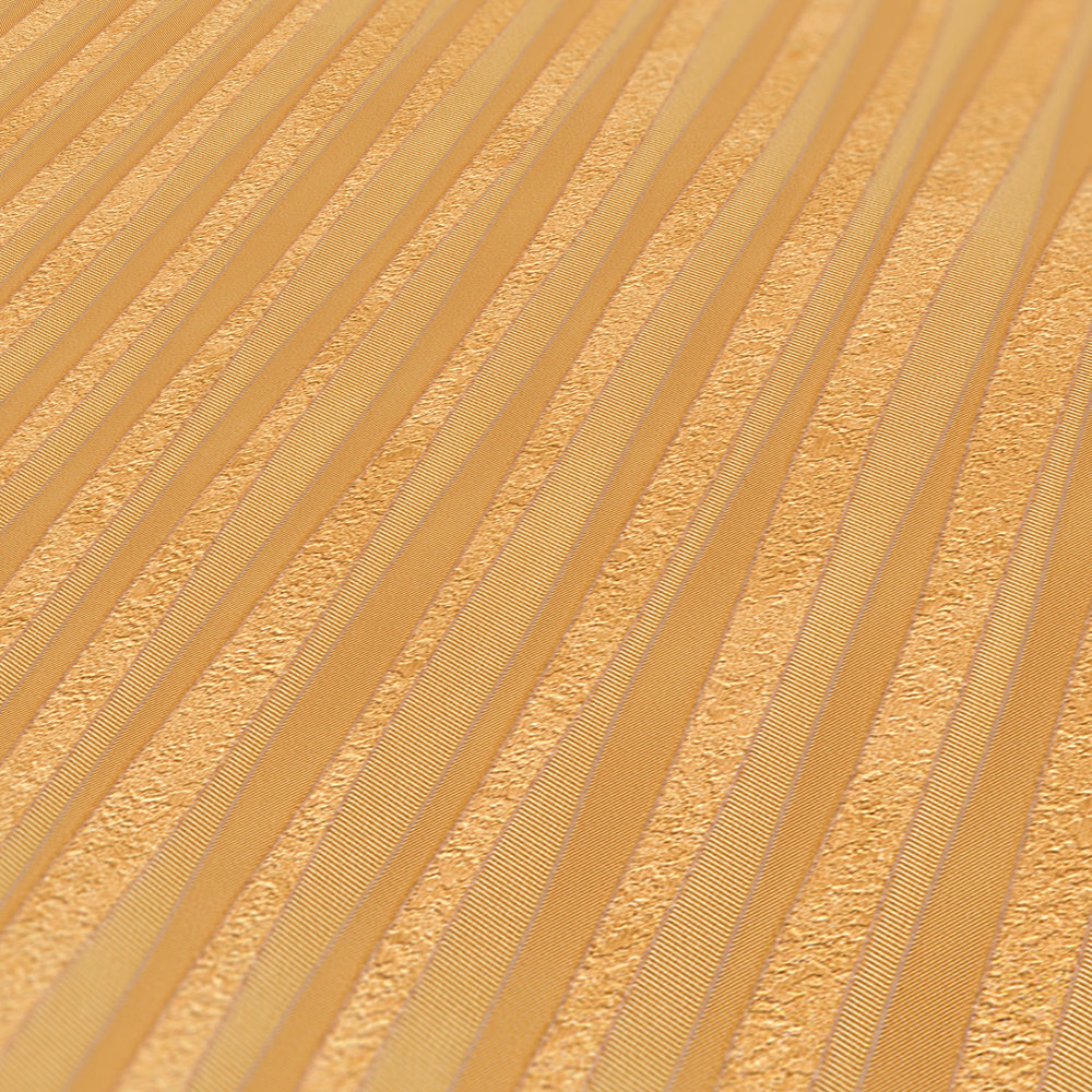             Metallic Design Tapete mit Linienmuster – Orange
        