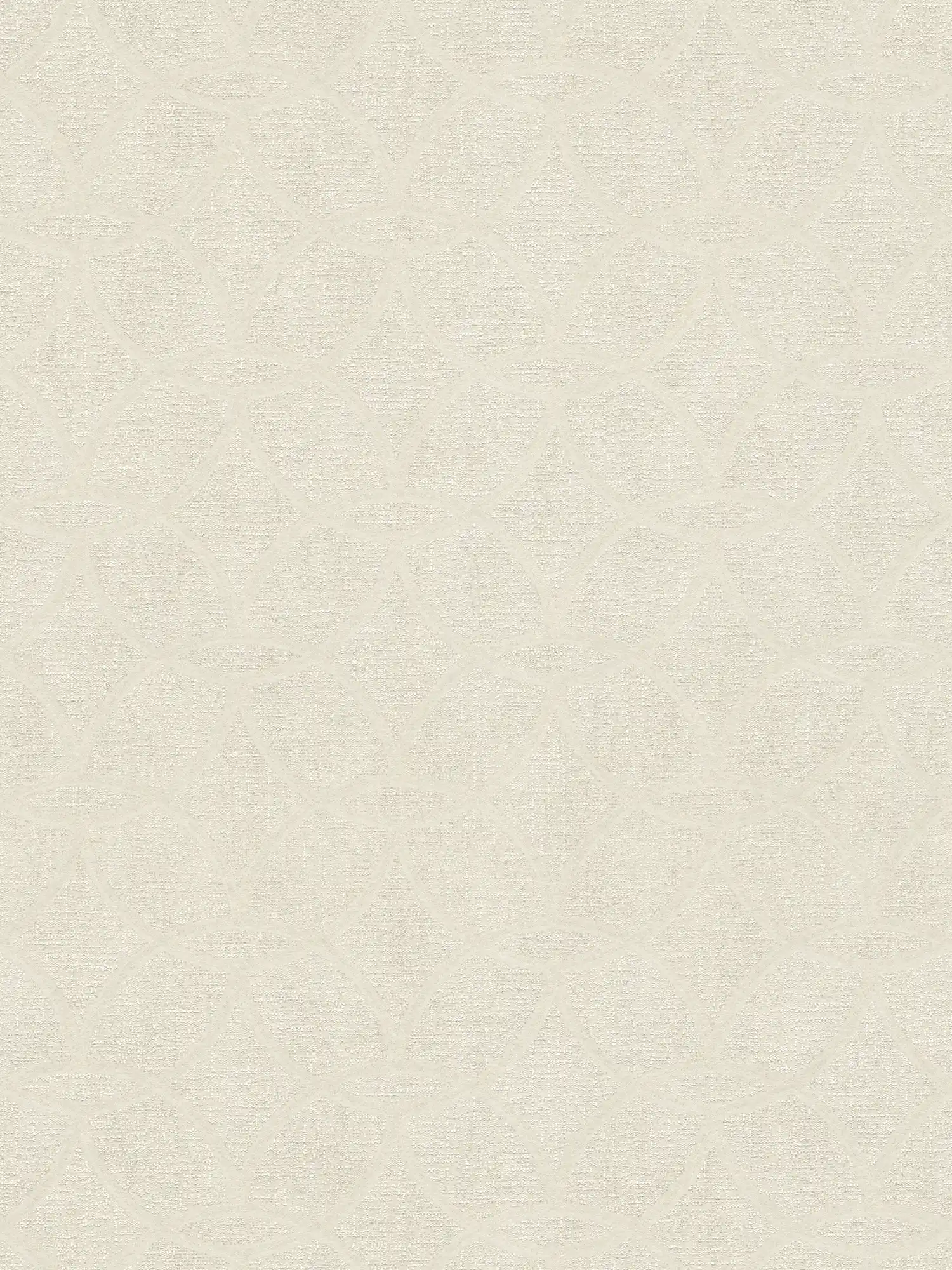 Cremeweiße Tapete mit hellem Glanzmuster & geometrischem Design – Weiß
