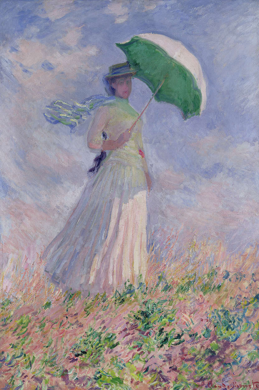             Fototapete "Frau mit nach rechts gewandtem Sonnenschirm" von Claude Monet
        