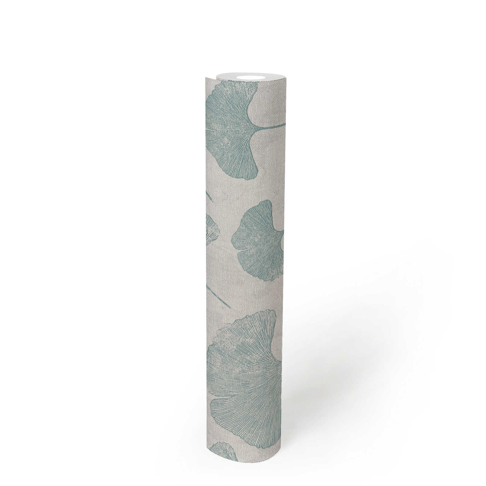             Florale Blätter-Tapete matt strukturiert – Mint, Grau
        