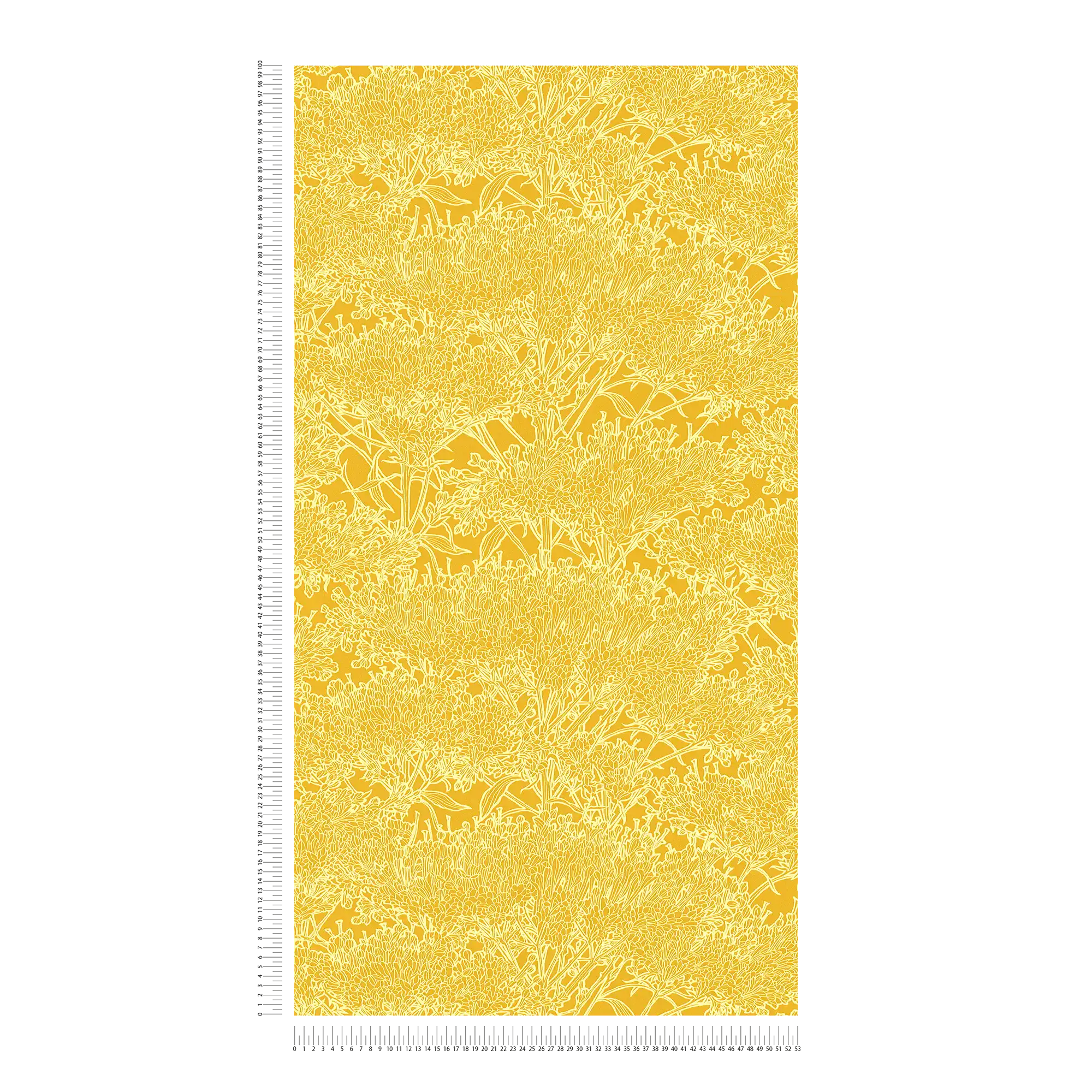             Gelbe Blumentapete mit hellgelber Umrandung – Gelb
        