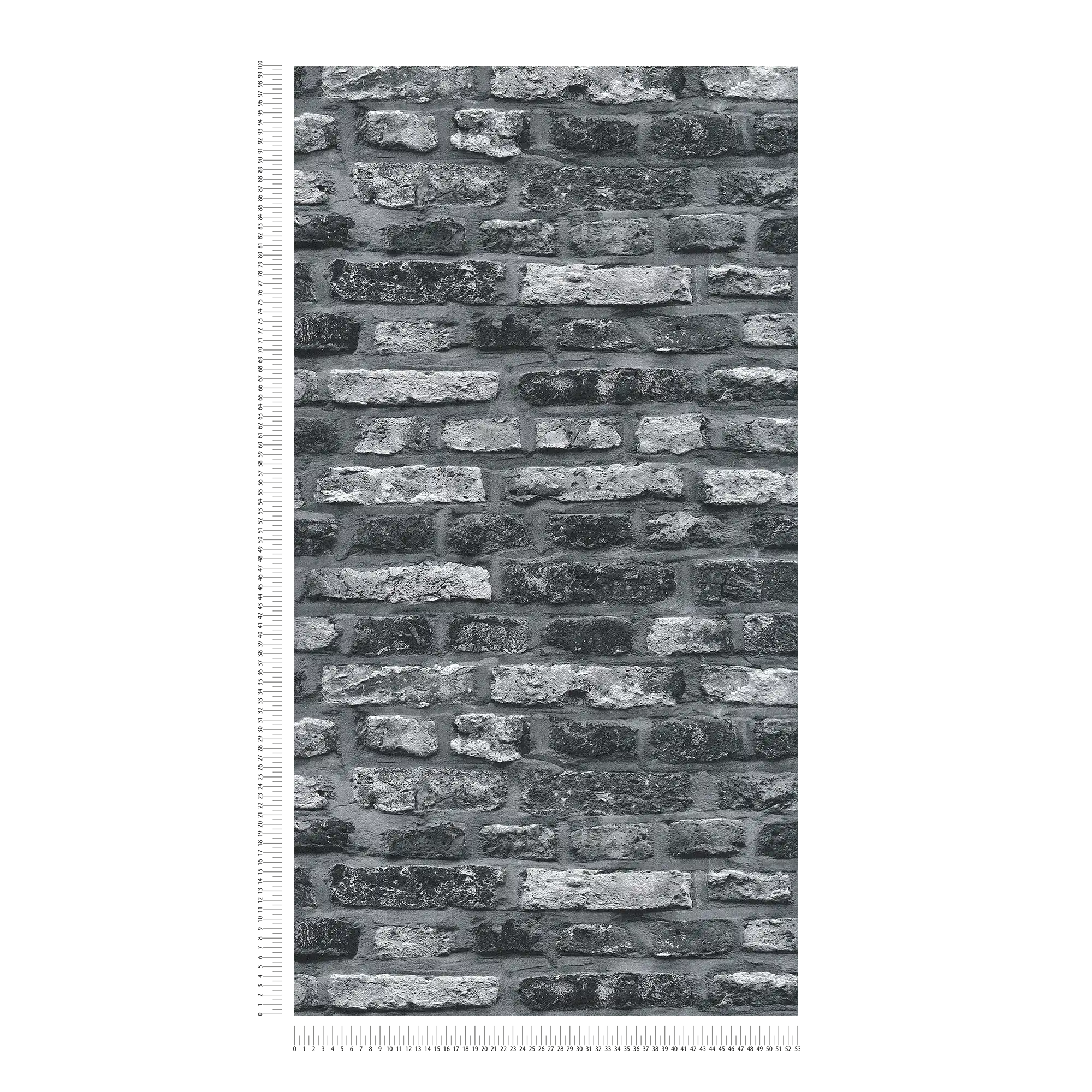             Vliestapete mit Steinoptik, dunkles Backsteinmauerwerk – Grau, Schwarz
        