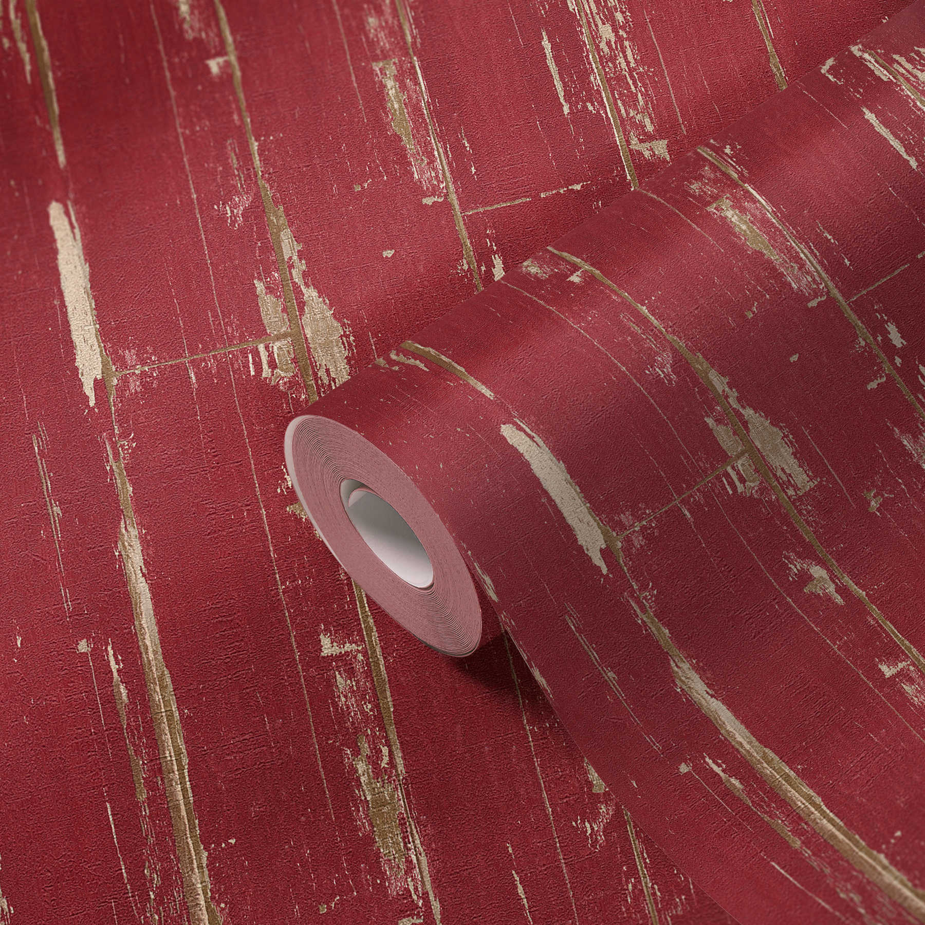             Holztapete mit Brettern, Vintage Look & Used-Optik – Rot
        