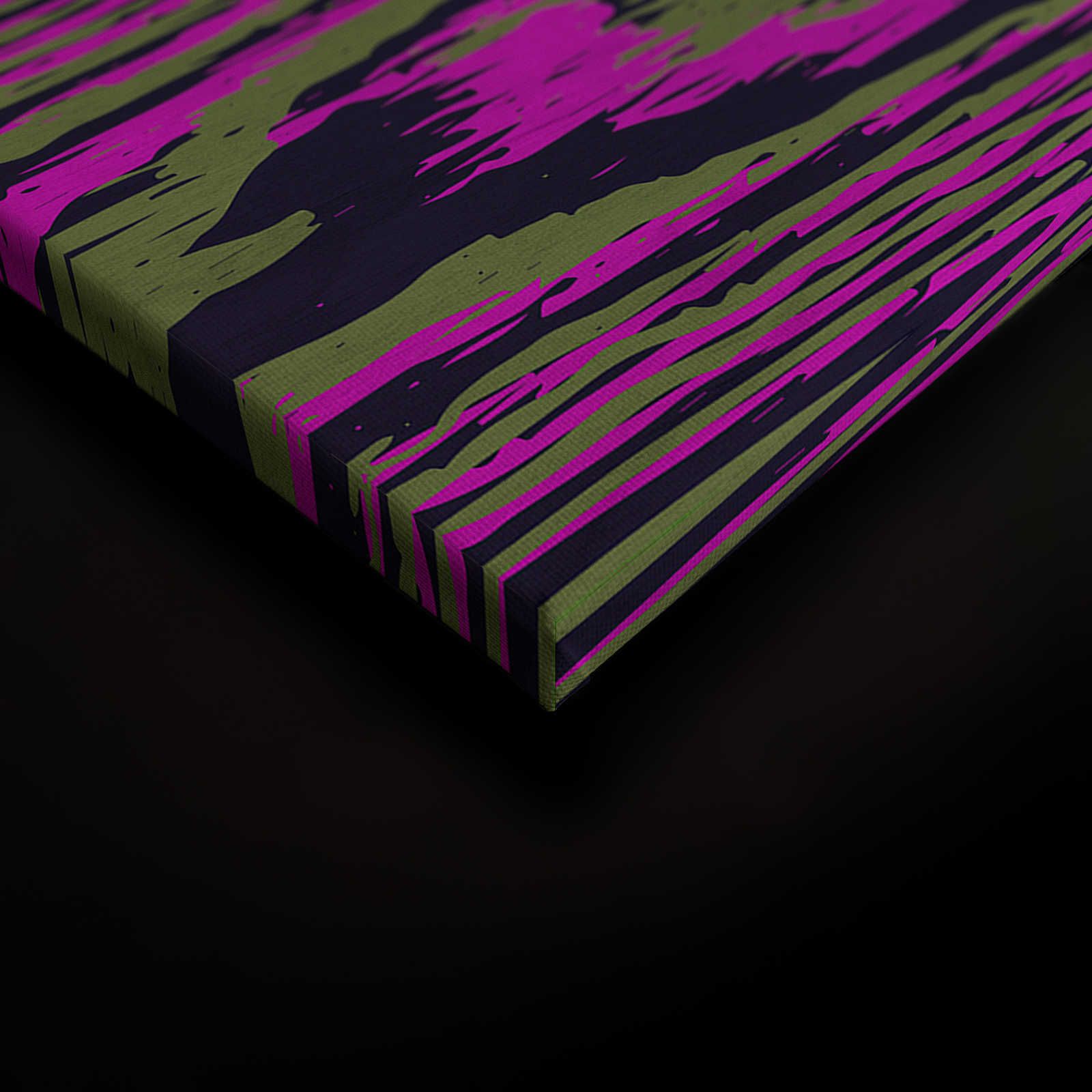             Kontiki 2 - Leinwandbild Neonfarbene Holzmaserung, Pink & Schwarz – 0,90 m x 0,60 m
        