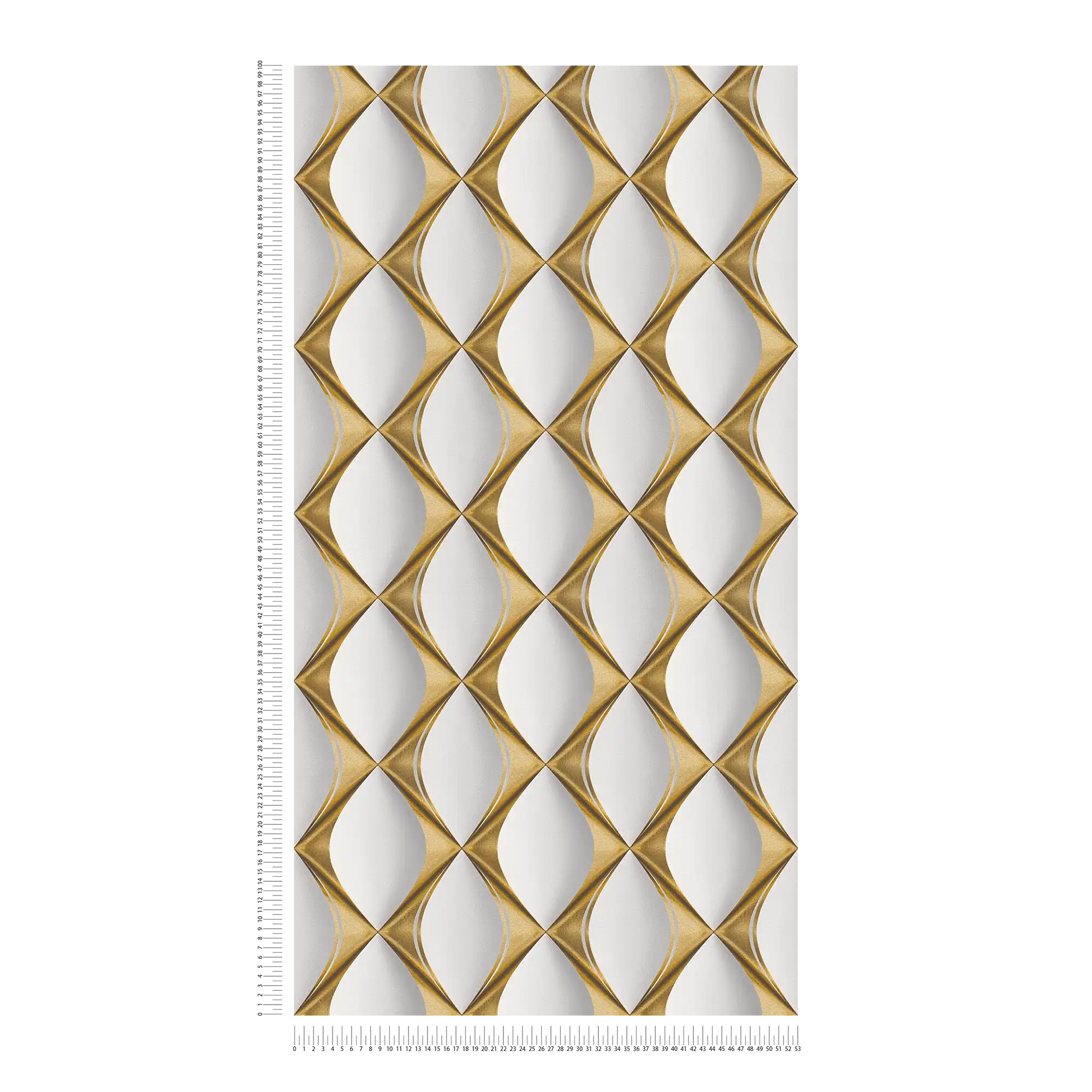             3D Tapete goldenes Retro Muster – Weiß, Grau, Metallic
        