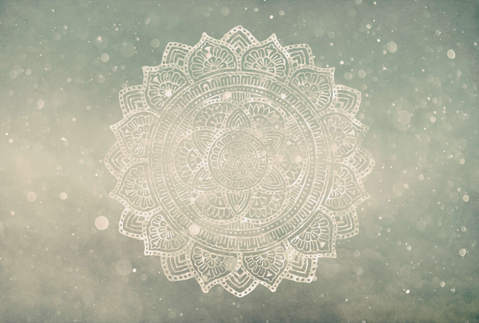             Fototapete Mandala im Boho Style – Grau, Beige, Weiß
        