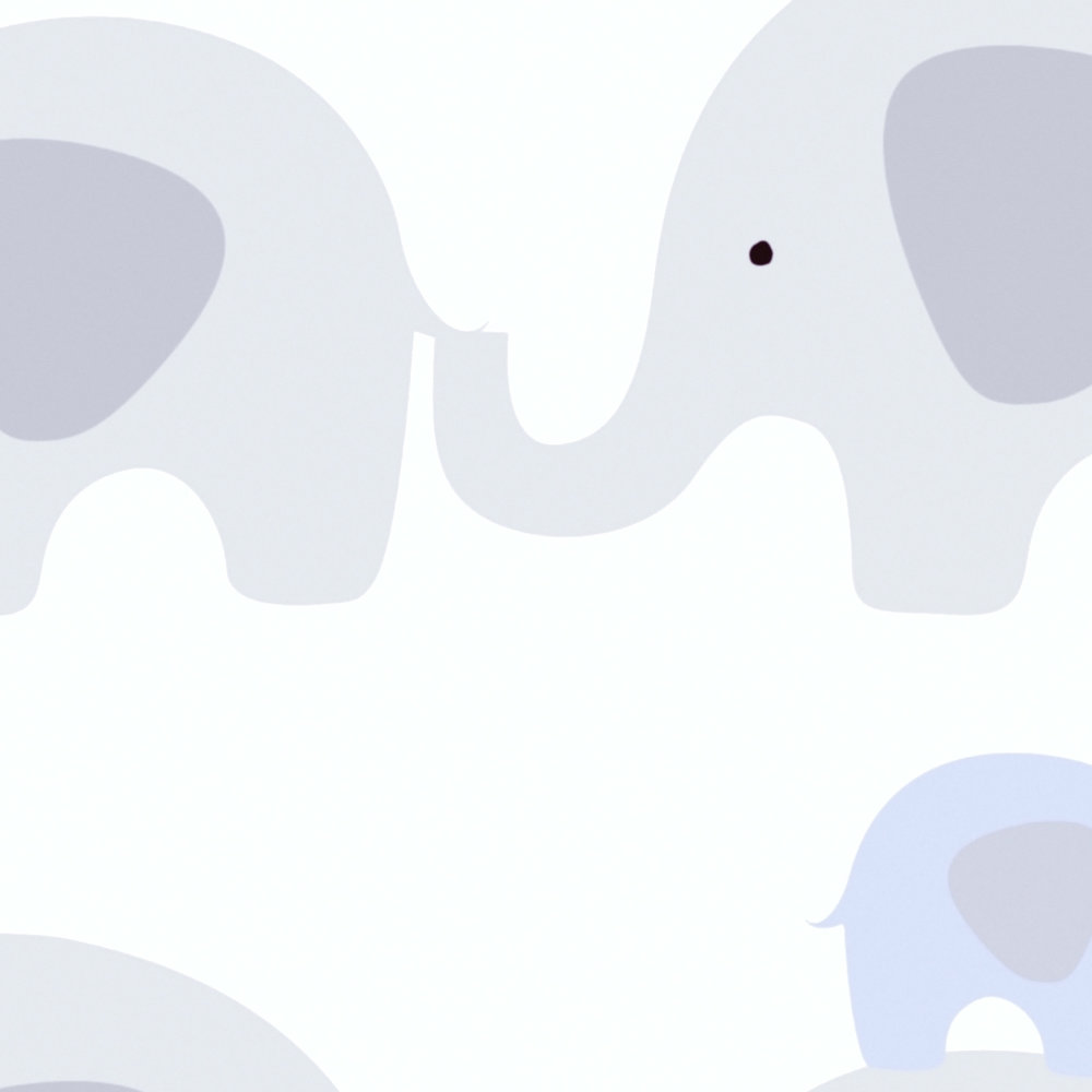             Kinderzimmer Tapete Junge Elefanten – Blau, Grau, Weiß
        