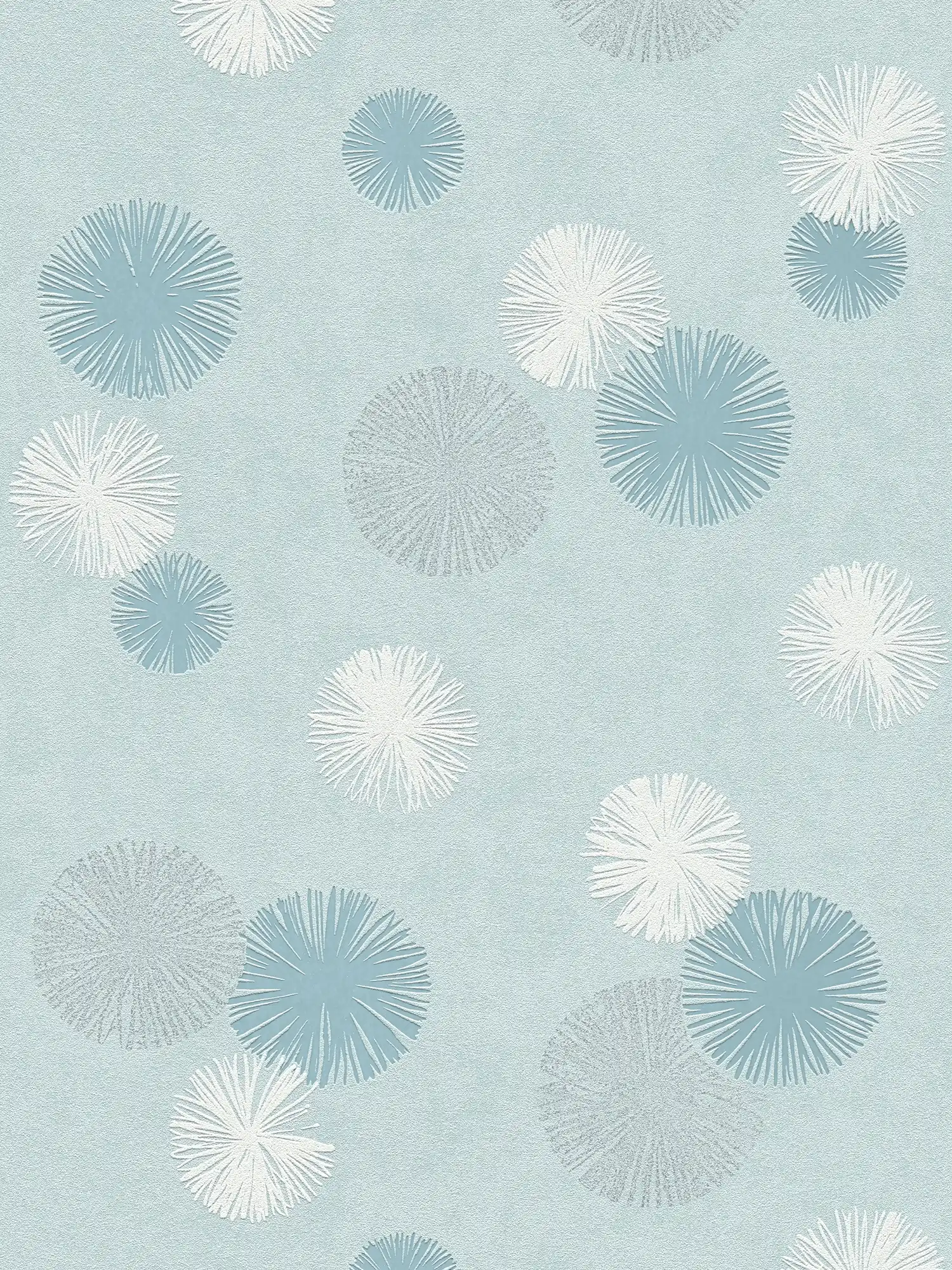 Mintgrüne Vliestapete mit modernem Design – Blau
