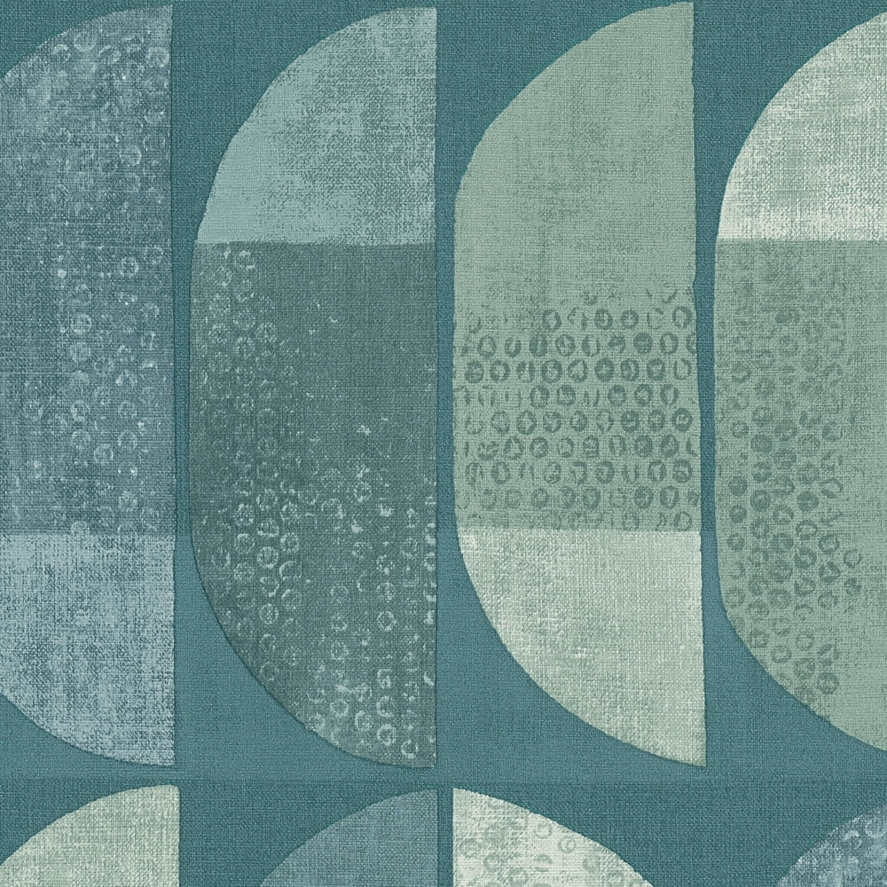             Tapete geometrisches Retro-Muster, Scandinavian Style - Blau, Grün
        