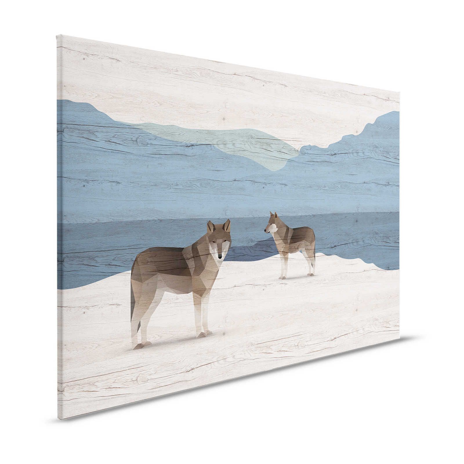         Yukon 1 - Leinwandbild Berge & Hunde mit Holzstruktur – 1,20 m x 0,80 m
    