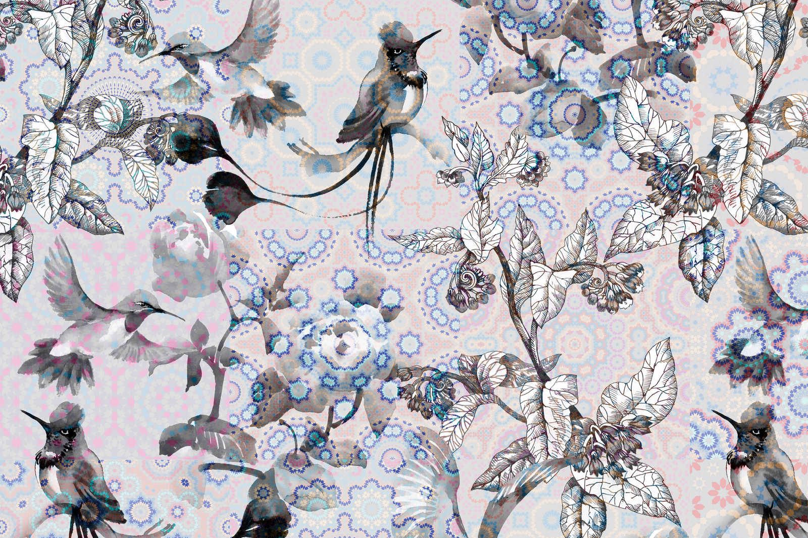             Leinwandbild Natur Design im Collage Stil | exotic mosaic 3 – 0,90 m x 0,60 m
        