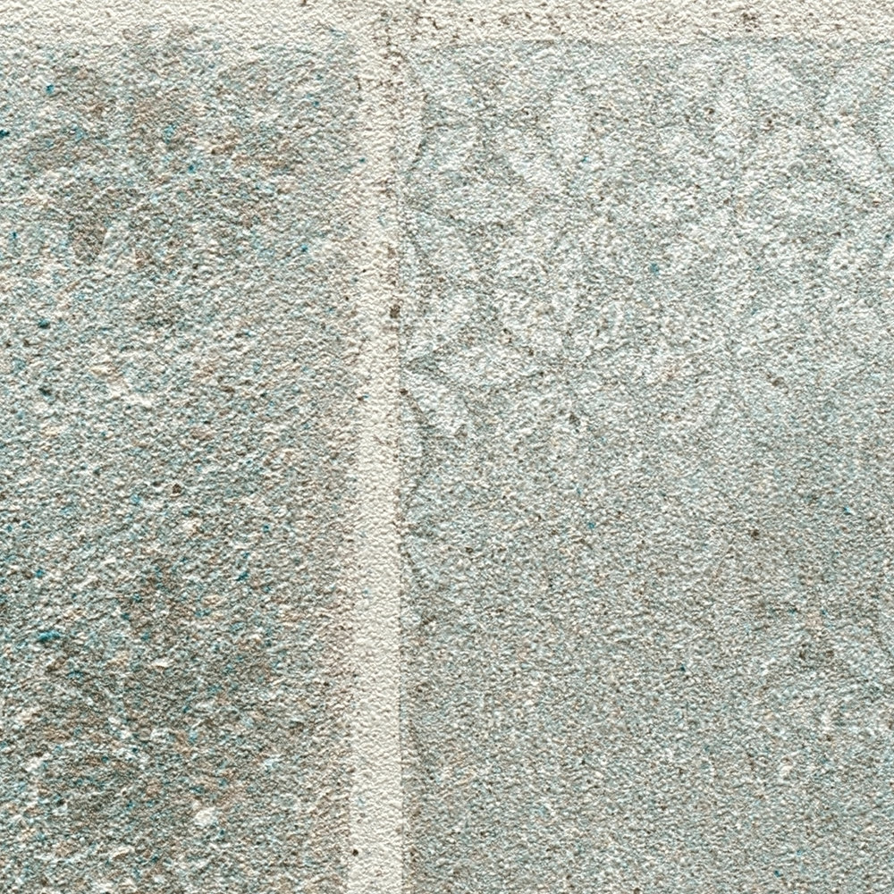             Tapete in Mosaik- und Fliesenoptik – Blau, Grün, Creme
        