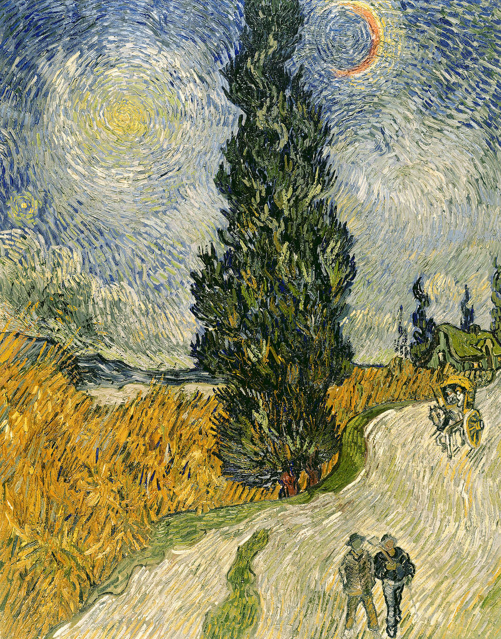             Fototapete "Straße mit Zypressen und Stern" von Vincent van Gogh
        