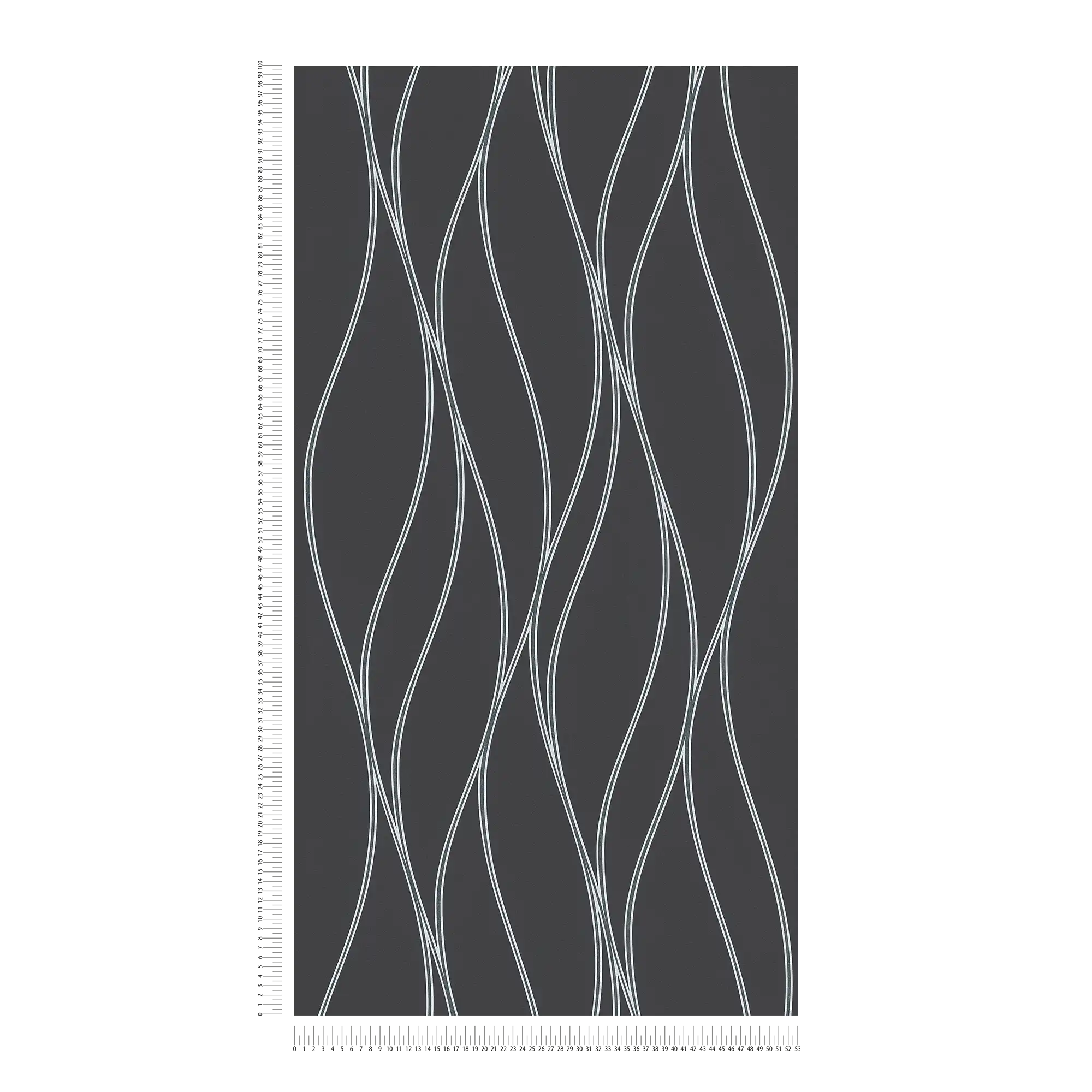             Tapete Wellen-Linien vertikal, Metallic-Effekt – Schwarz, Silber, Grau
        