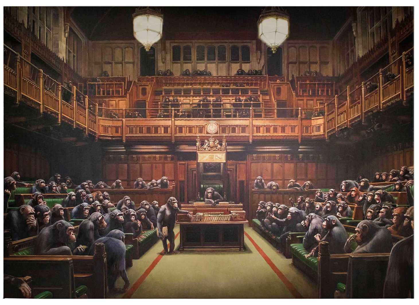            Leinwandbild Banksy "Devolved Parliament" – 0,70 m x 0,50 m
        
