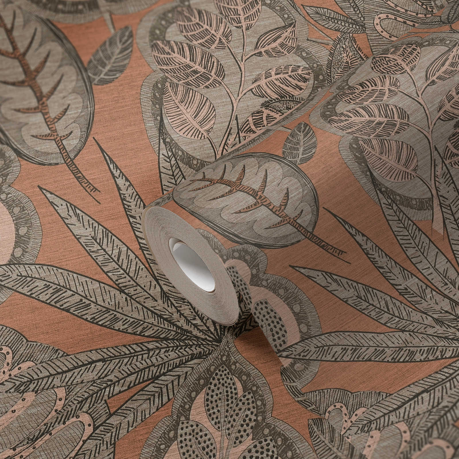            Vliestapete floral im grafischen Design mit leichter Struktur, matt – Rosa, Grau, Taupe
        