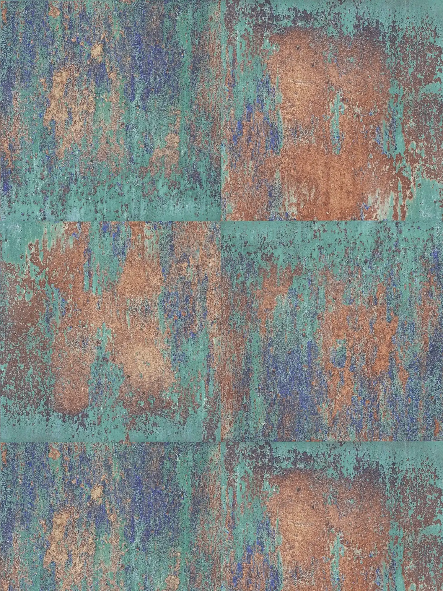 Selbstklebende Tapete | Rostoptik Design rustikales Metall – Blau, Braun
