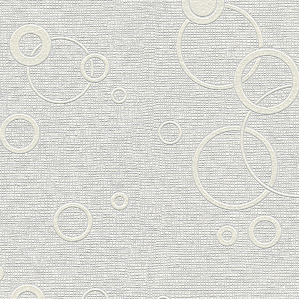             Überstreichbare Vliestapete mit Punkt- & Kreismuster doppeltbreit – Weiß
        