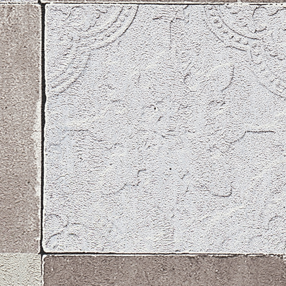             Fliesen-Tapete orientalisches Mosaik – Grau, Creme
        
