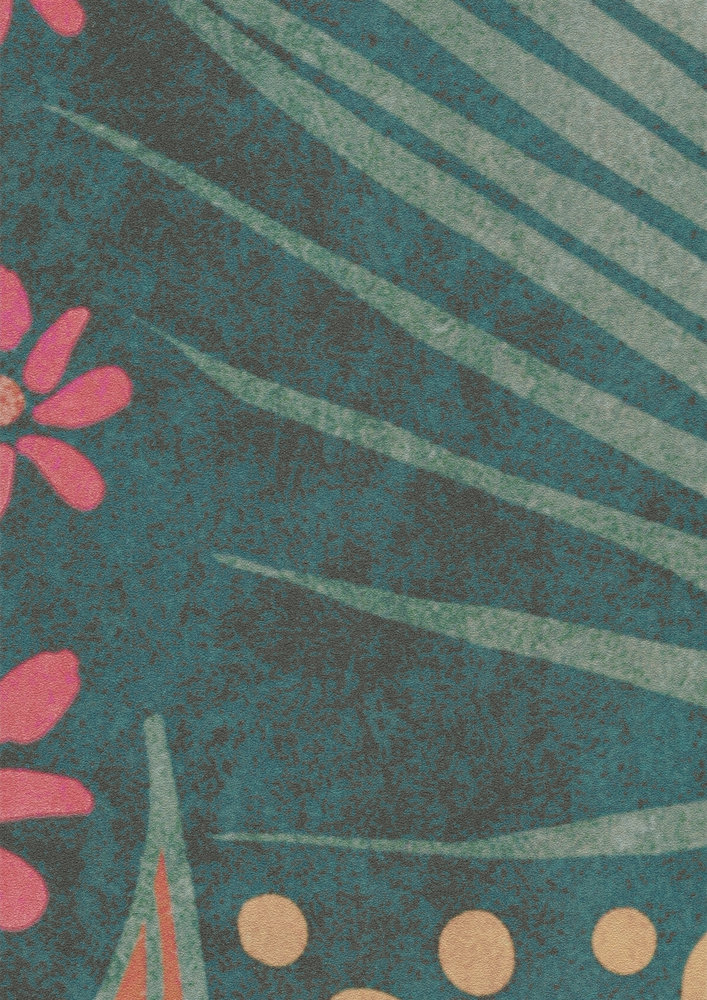             Tapeten-Neuheit | Motivtapete Smaragdgrün mit Blumen Muster
        