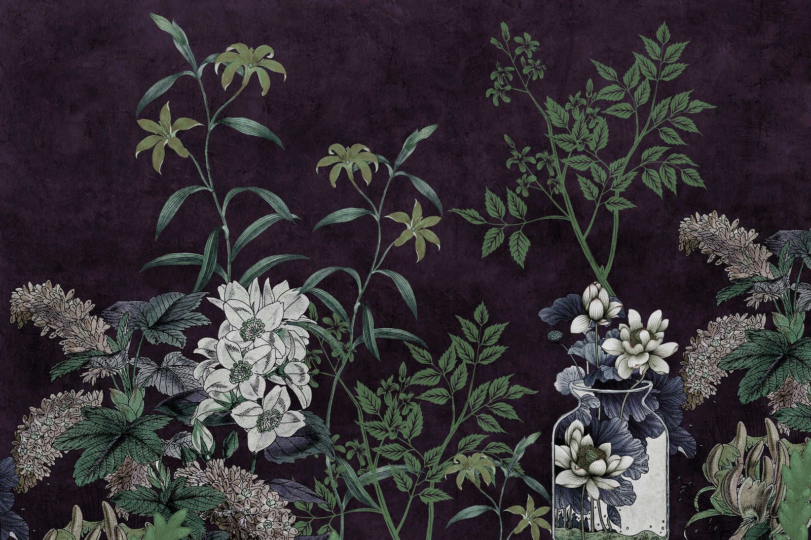             Dark Room 1 - Schwarzes Leinwandbild Botanical Muster Grün – 1,20 m x 0,80 m
        