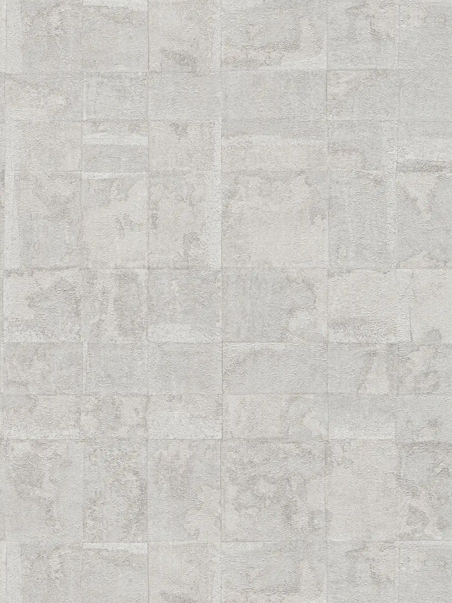 Strukturierte Tapete mit Kacheloptik – Hellgrau, Silber
