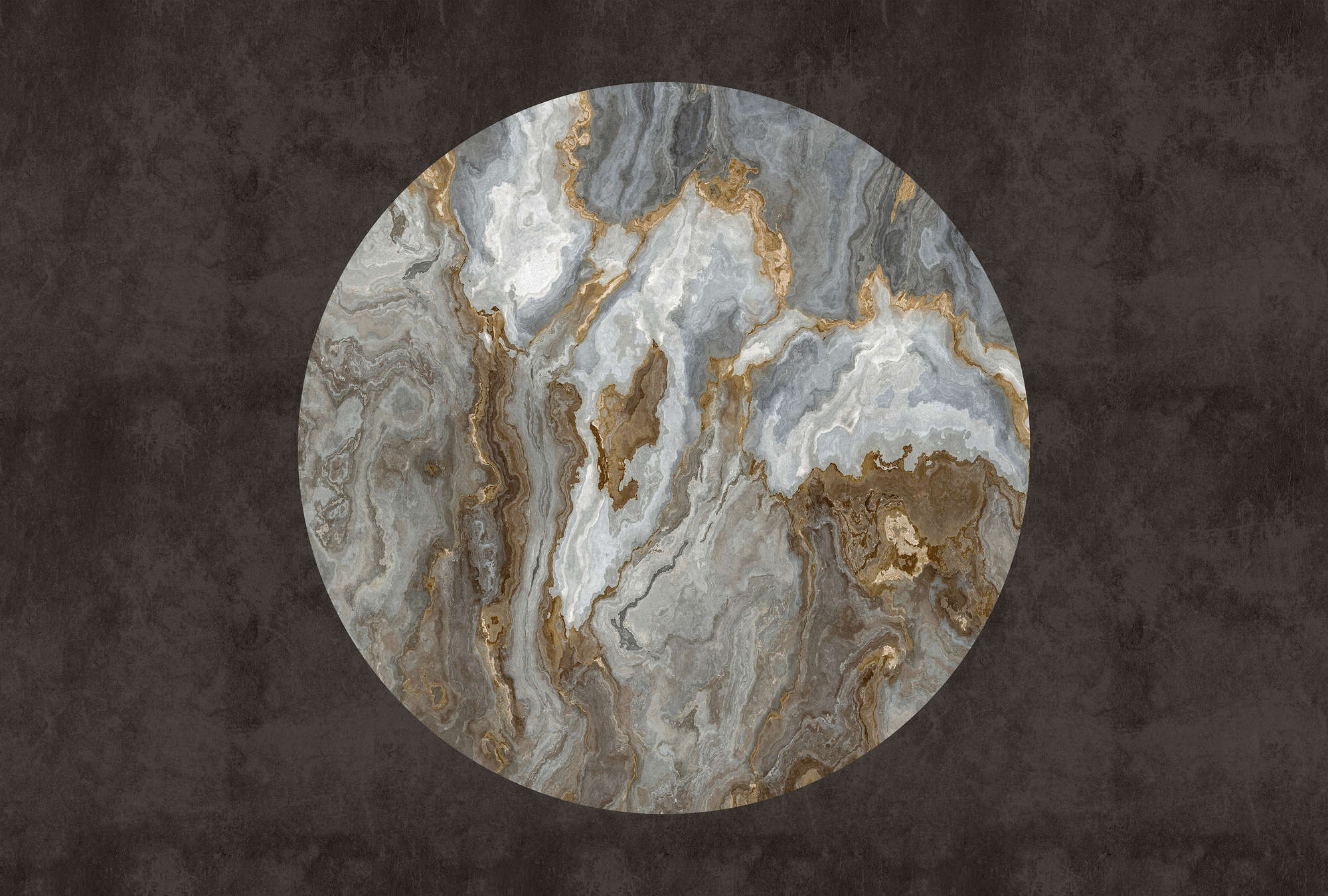             Luna 2 – Marmor Fototapete Steinkreis vor schwarzer Putzoptik
        