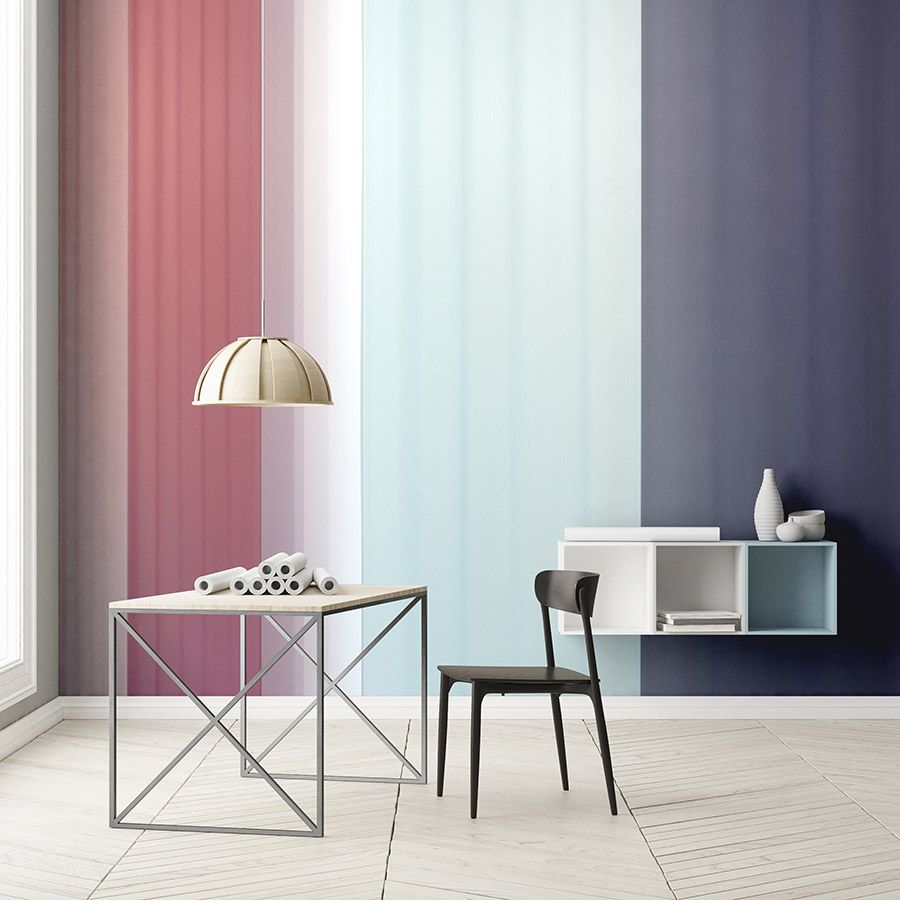 Fototapete »co-colores 2« - Farbverlauf mit Streifen – Pink, Hellblau Dunkelblau | Mattes, Glattes Vlies
