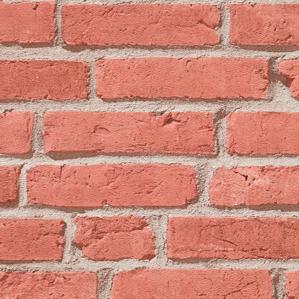             Stein-Tapete klassisches Ziegelmauer-Design & 3D-Effekt – Rot, Beige
        