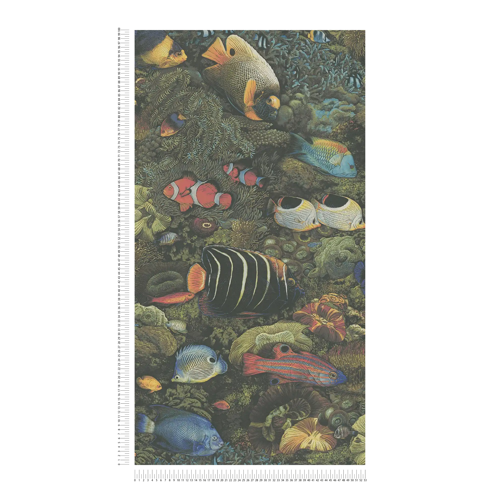             Unterwasser Tapete Fische im Aquarell Stil – Blau, Grün
        