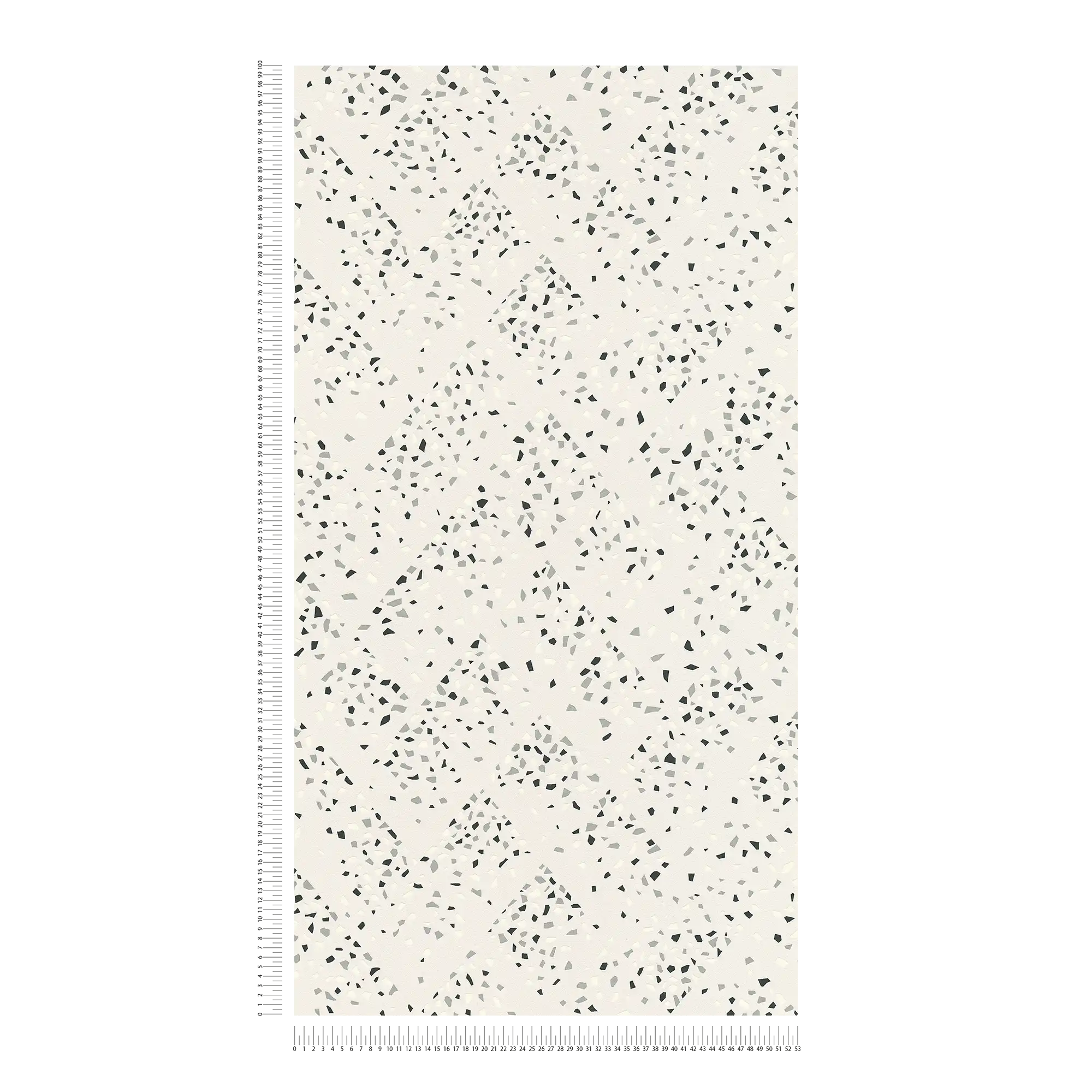             Tapete Terrazzo Muster & Metallic Effekt – Weiß, Schwarz, Silber
        