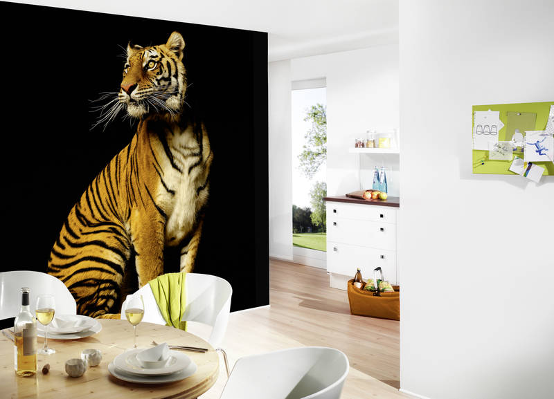             Tigersitzend – Fototapete mit Tier-Portrait
        