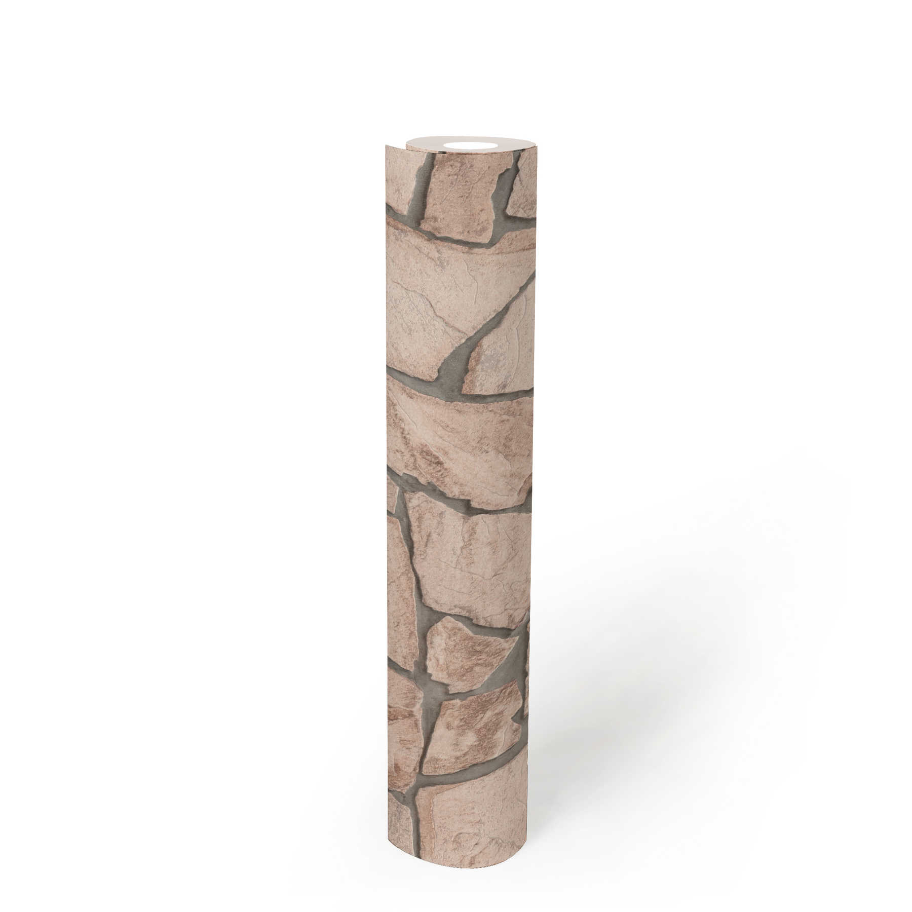             Steintapete 3D-Effekt, realistisches Natursteinmuster – Beige, Grau, Braun
        