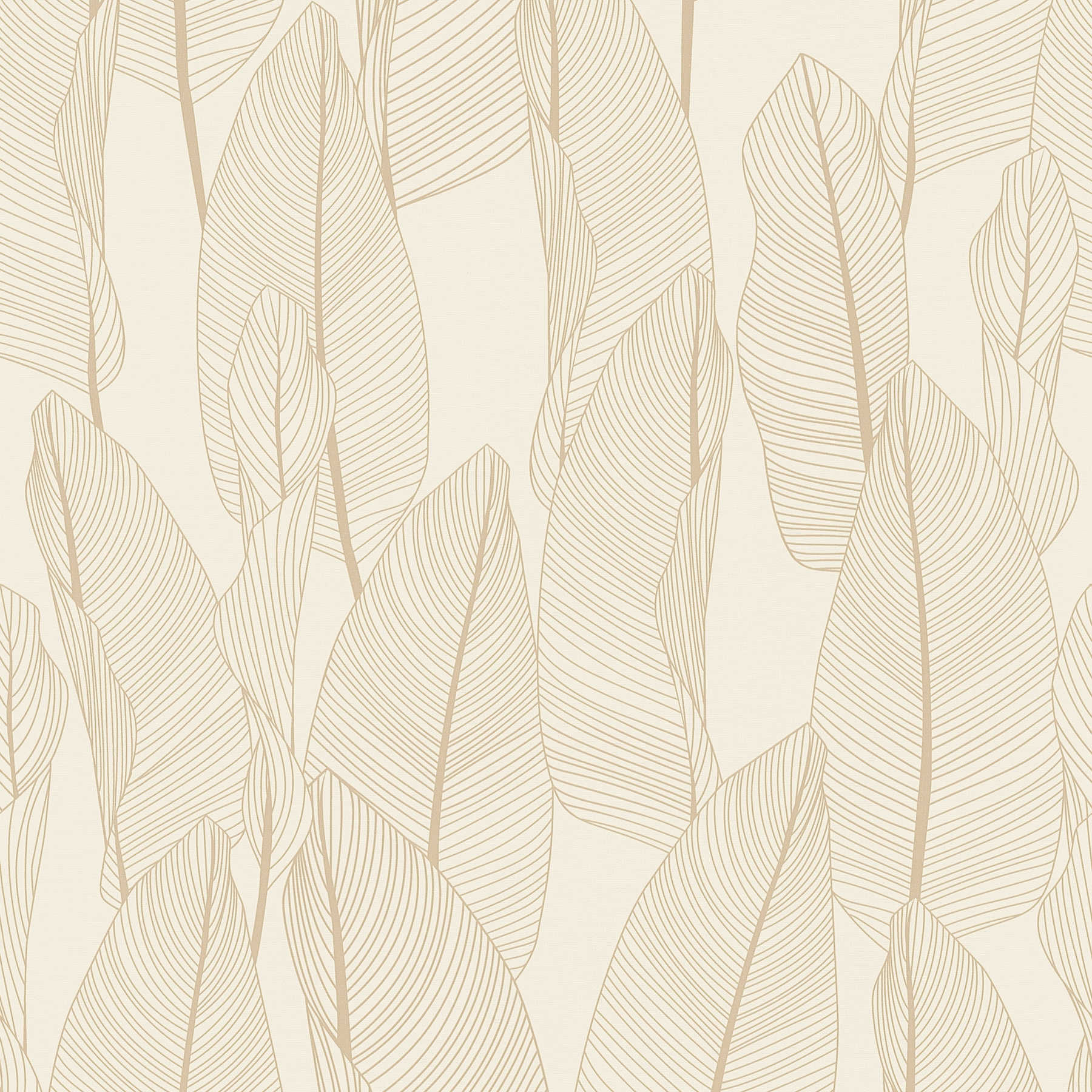 Tapete grafisches Blätter-Motiv – Beige, Creme, Grau
