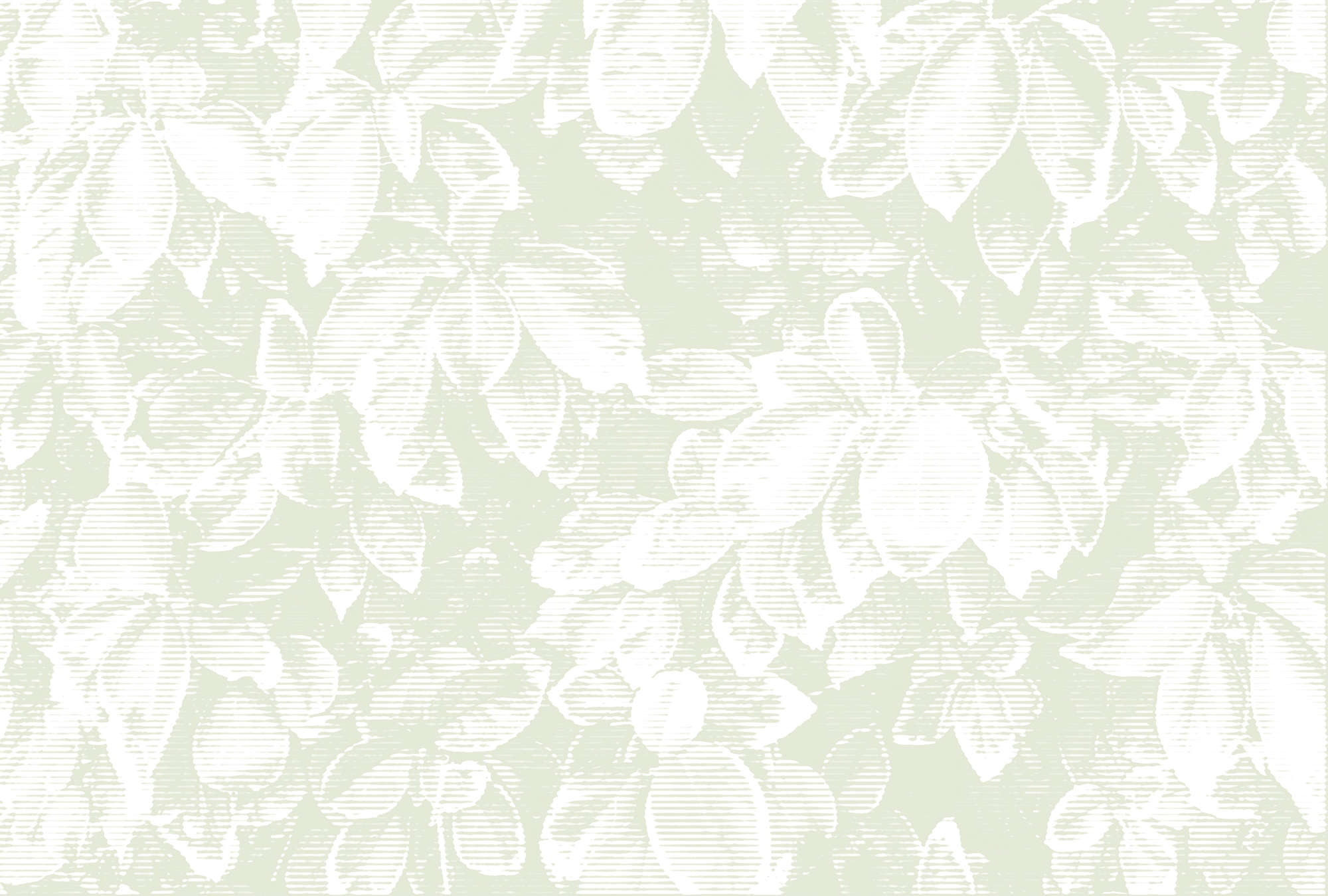             Fototapete natürliches Blättermuster im Vintage Stil – Grün, Weiß
        