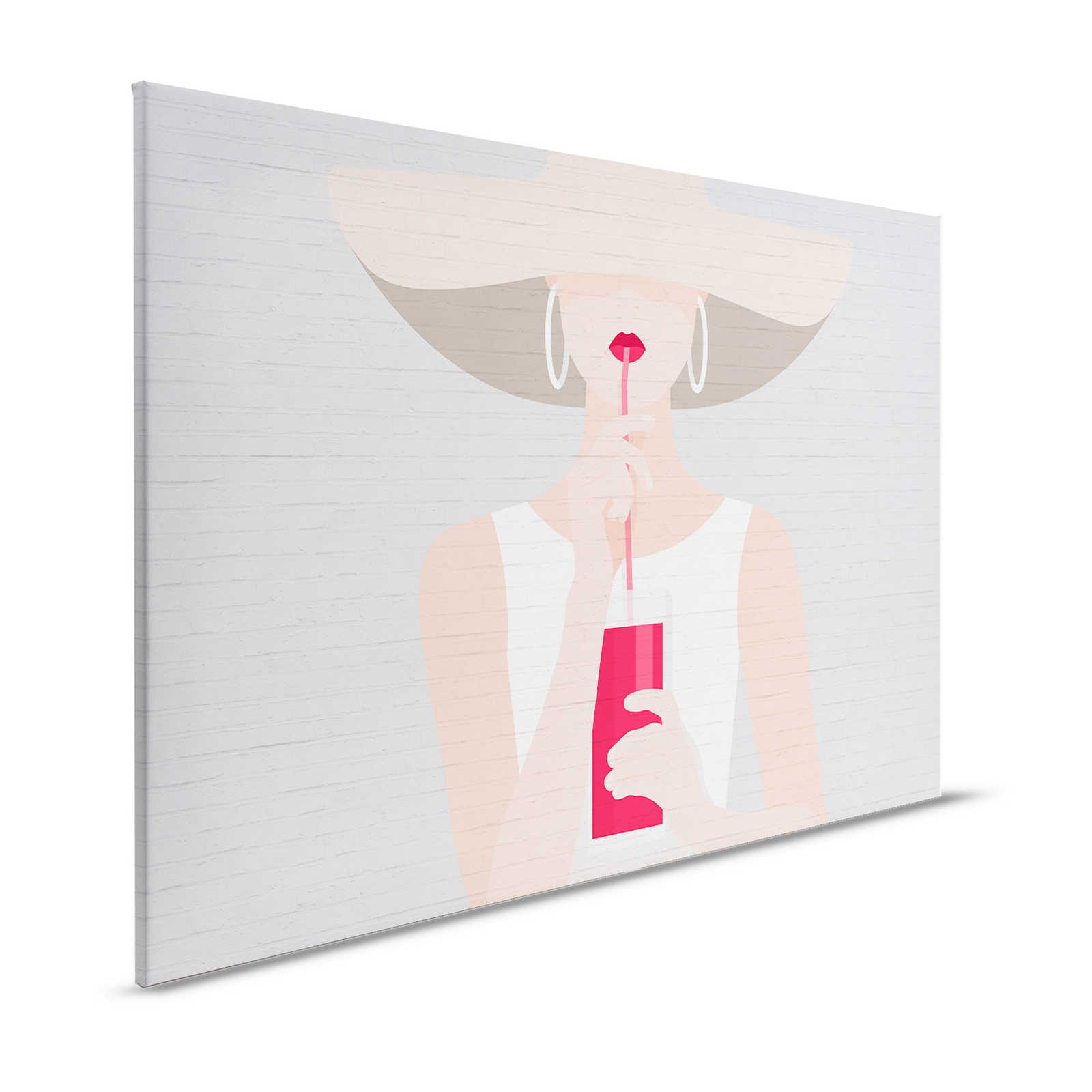 Steinoptik Leinwandbild mit Frauen Motiv im Sommer Look – 1,20 m x 0,80 m
